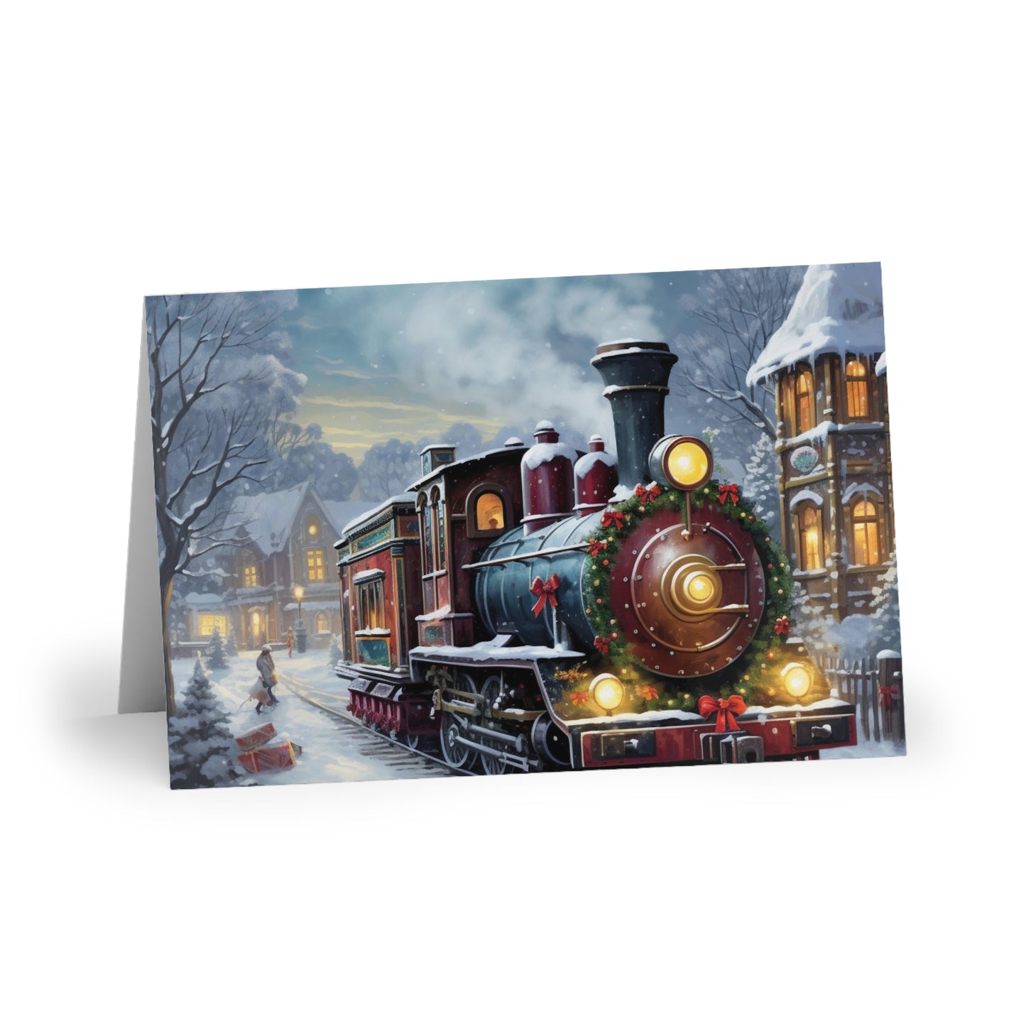 Enchanting Vintage Christmas Train Postcard - Festive Winter Scene - Premium Quality - Includes an Envelope - Perfect Holiday Greeting