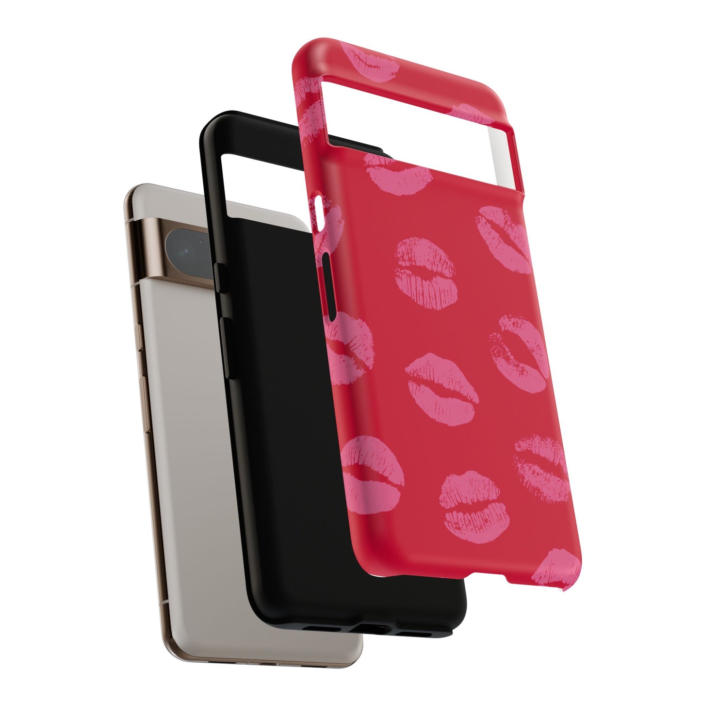 Lipstick Kisses Phone Case, Chic Tough Case for iPhone, Pixel, Galaxy, Stylish Gift for Girlfriend