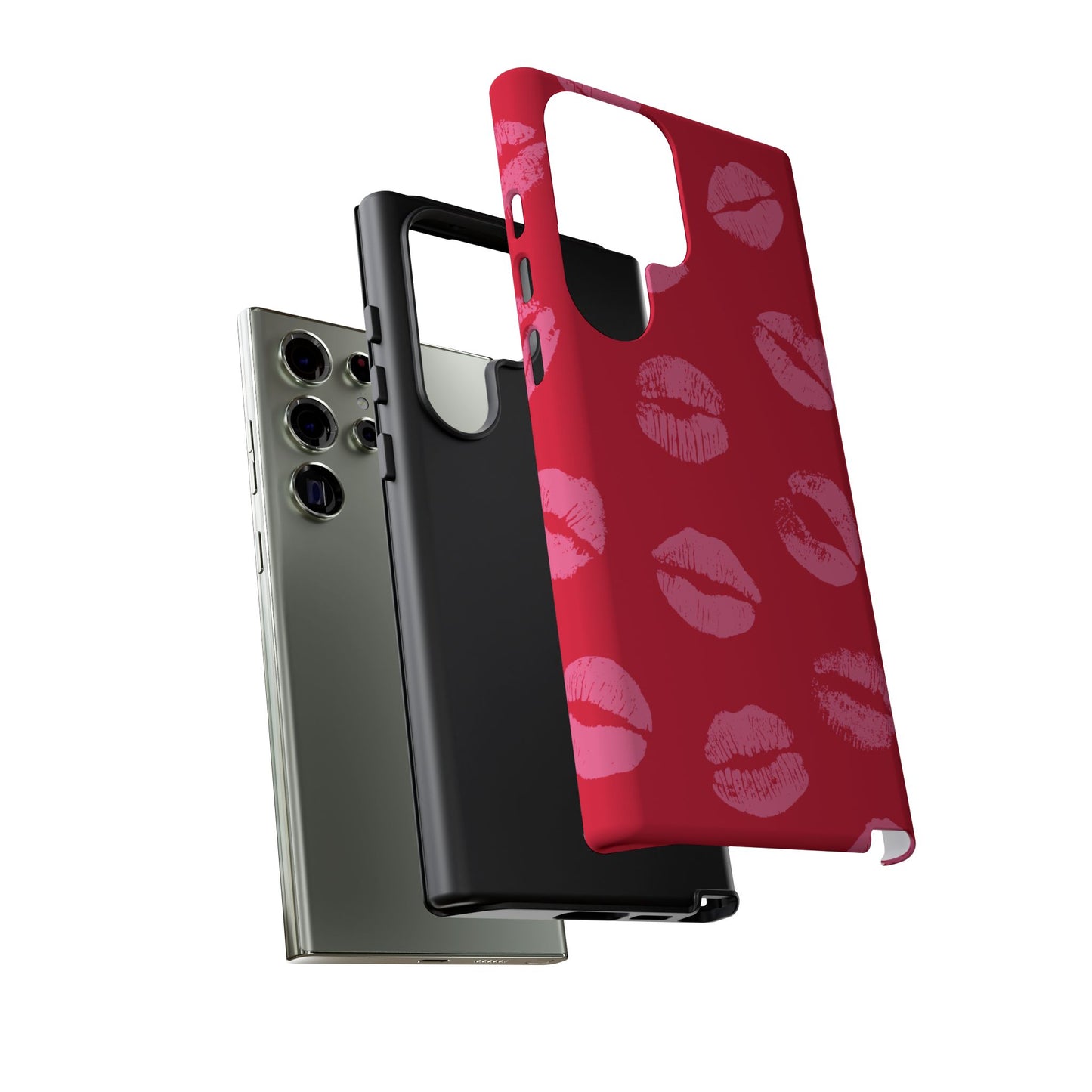 Lipstick Kisses Phone Case, Chic Tough Case for iPhone, Pixel, Galaxy, Stylish Gift for Girlfriend