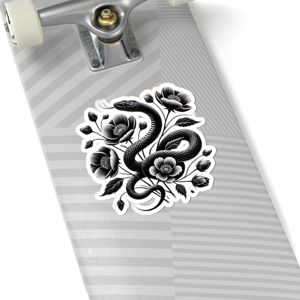 Black Snake with Blooming Flowers Sticker, Perfect Gift for 2025 Year of the Snake | Gothic & Chic Decal Decor