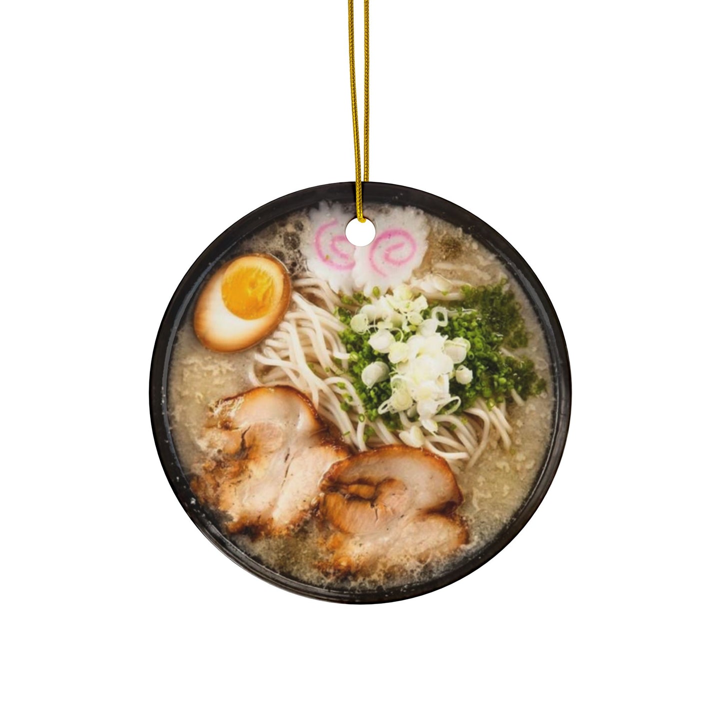 Japanese Ramen Ornament, Double-Sided Ceramic Decoration for Christmas Tree, Holiday Gift, Kitchen Decor, Gift for Foodies