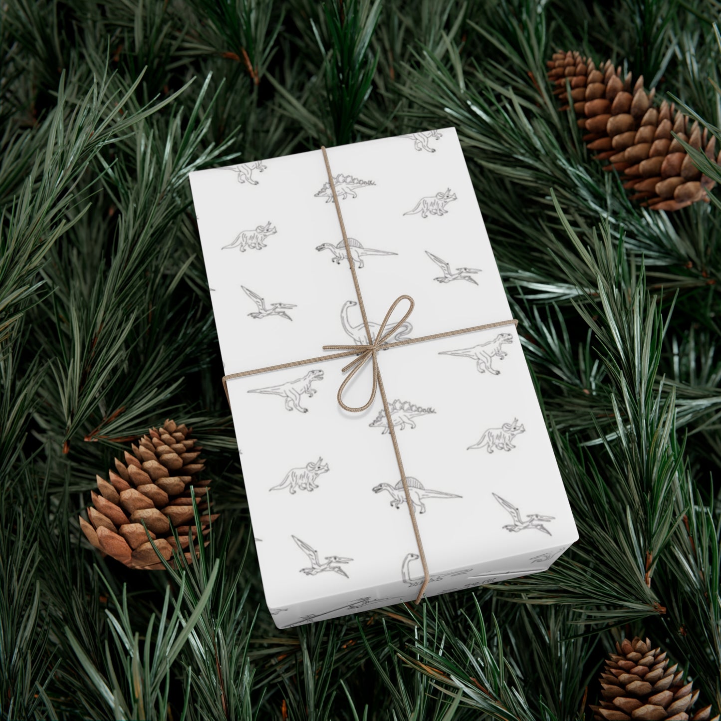 Dinosaur Themed Gift Wrap - Minimalist White Design - Versatile Wrapping Paper for Birthdays, Newborns and More