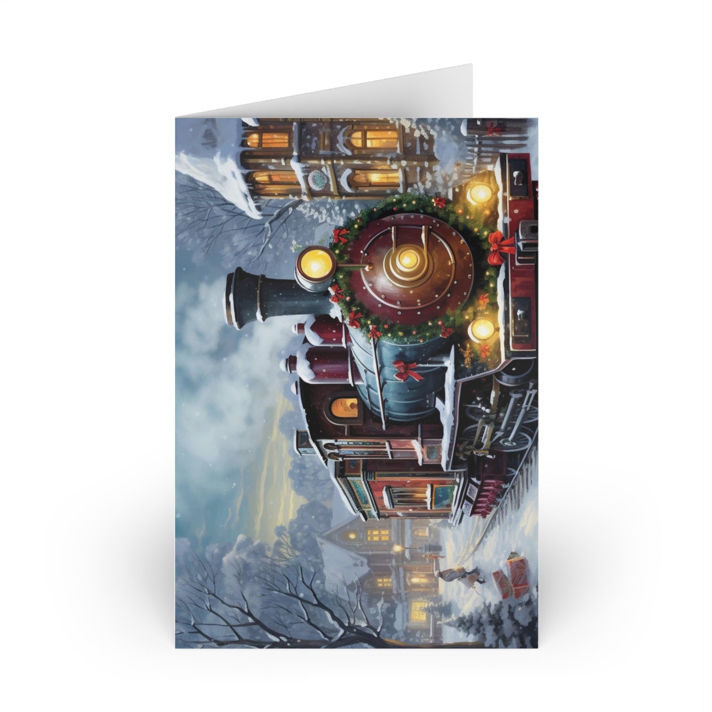 Enchanting Vintage Christmas Train Postcard - Festive Winter Scene - Premium Quality - Includes an Envelope - Perfect Holiday Greeting