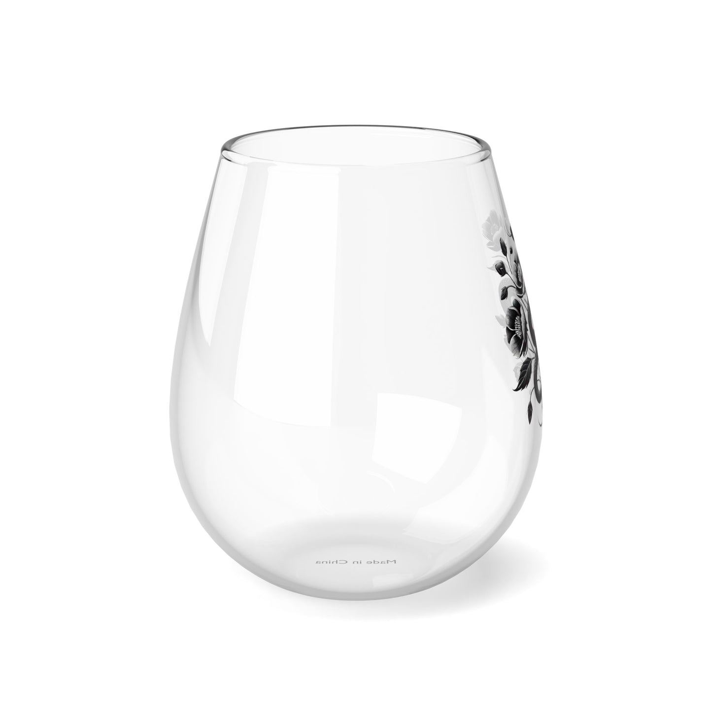 Stemless Wine Glass, Elegant Snake and Blooming Flowers, 11.75oz, Perfect for Halloween, New Year 2025, and Gift Giving