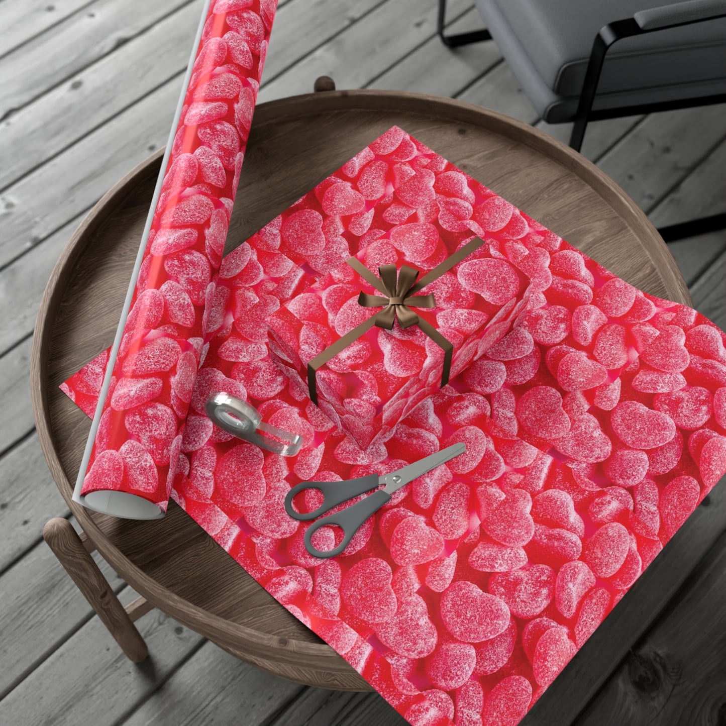 Pink Heart Gummy Candies Gift Wrapping Paper - Perfect Wrap for Valentine's Day, Birthdays and More - Gift for Loved Ones