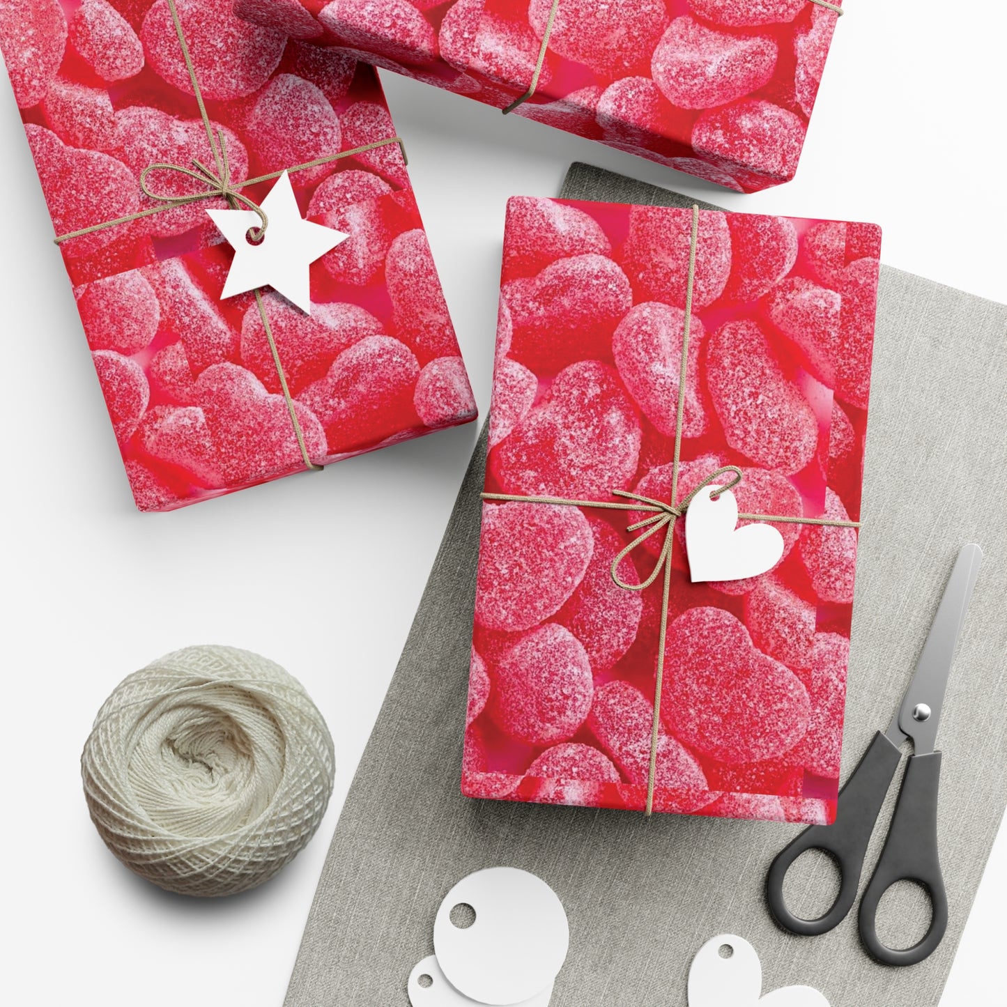 Pink Heart Gummy Candies Gift Wrapping Paper - Perfect Wrap for Valentine's Day, Birthdays and More - Gift for Loved Ones