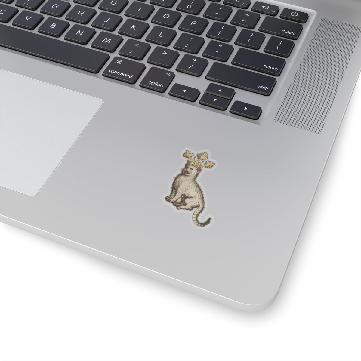 Medieval Cat Sticker, Crowned Cat with Tongue Out, Mystical Medieval Art Decal, Unique Gift