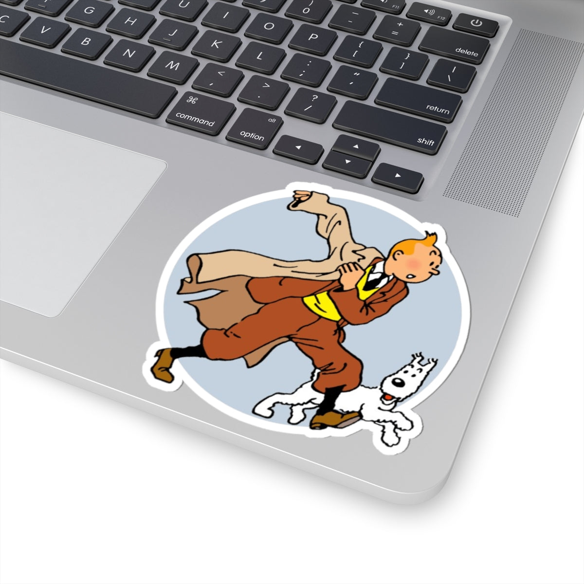 Adventures of Tintin Sticker, Retro Nostalgic Vibe, Fans of Classic TV Series, Action Manga, Tintin and Snowy Dog Design