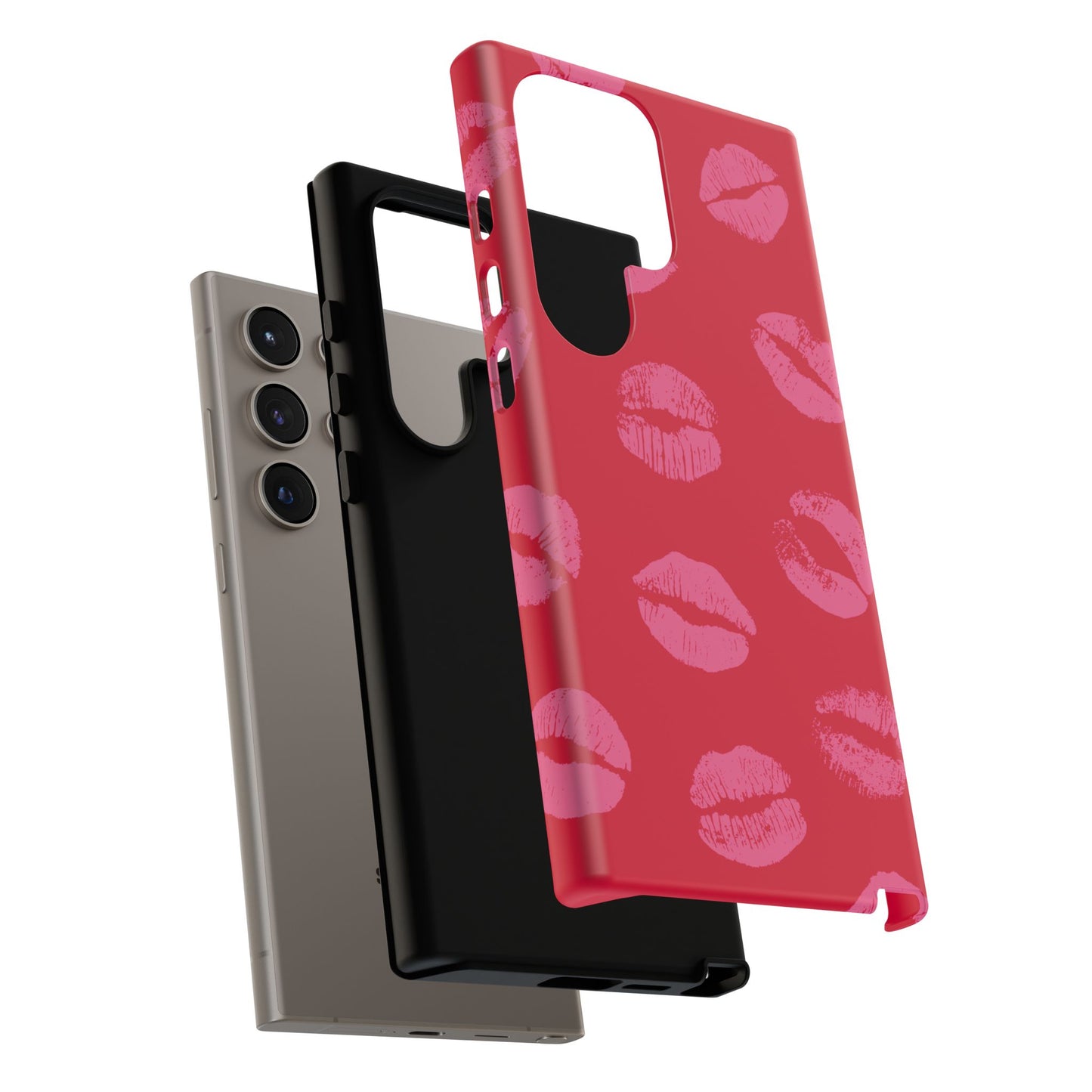 Lipstick Kisses Phone Case, Chic Tough Case for iPhone, Pixel, Galaxy, Stylish Gift for Girlfriend