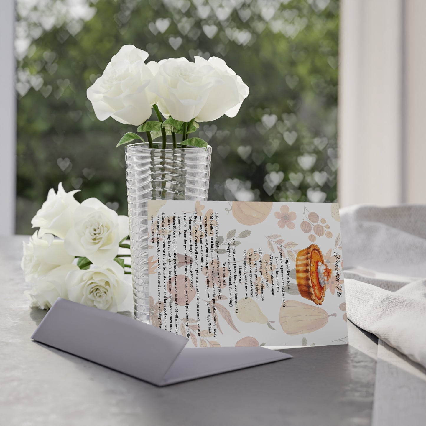 Thanksgiving Pumpkin Pie Recipe Card - Cozy Holiday Greeting and Kitchen Accessory - One-Sided Print