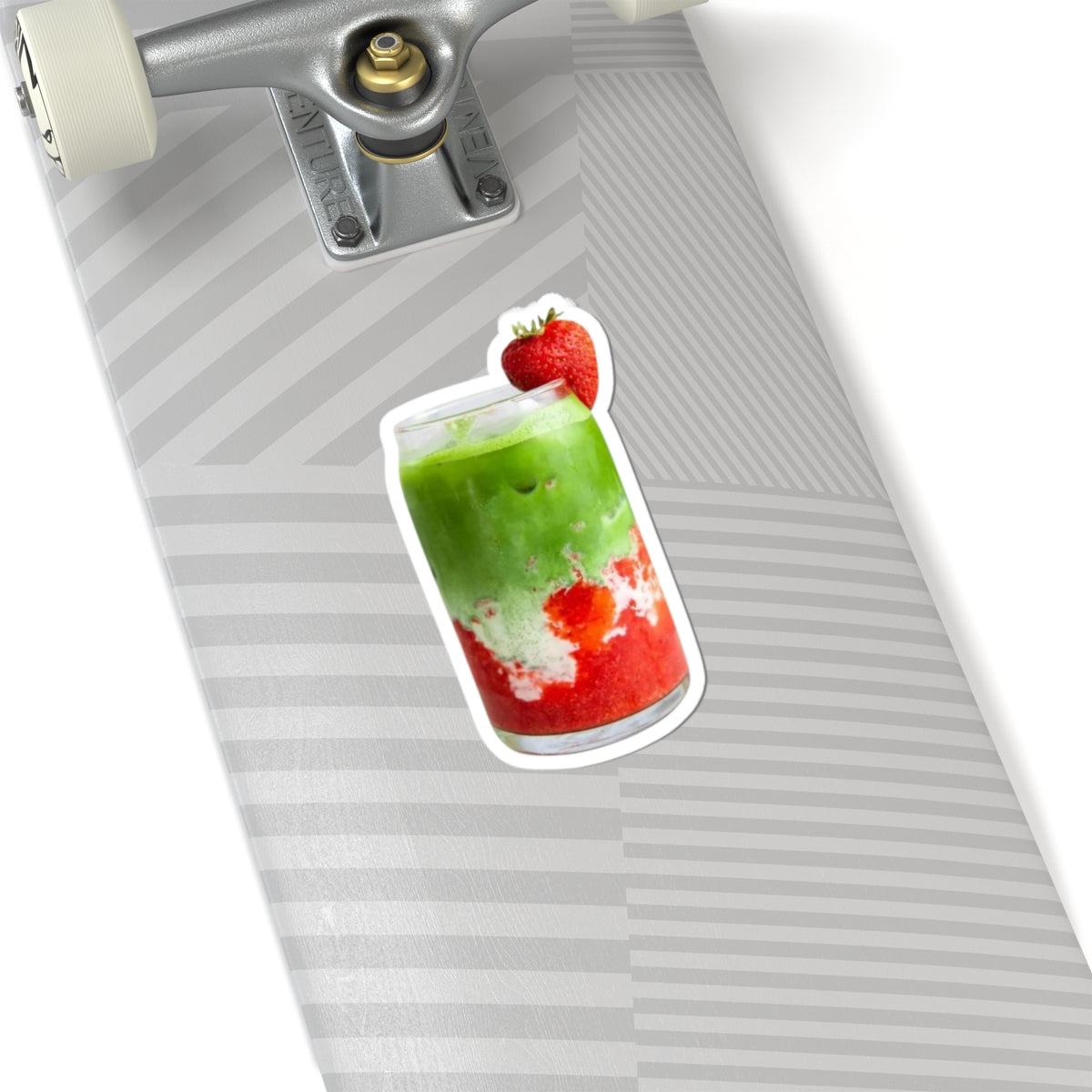 Strawberry Matcha Latte Sticker, Cute Fruit Food Drink Kiss Cut Sticker, Decals, Laptop Decor, Water Bottle Sticker, Planner Accessories