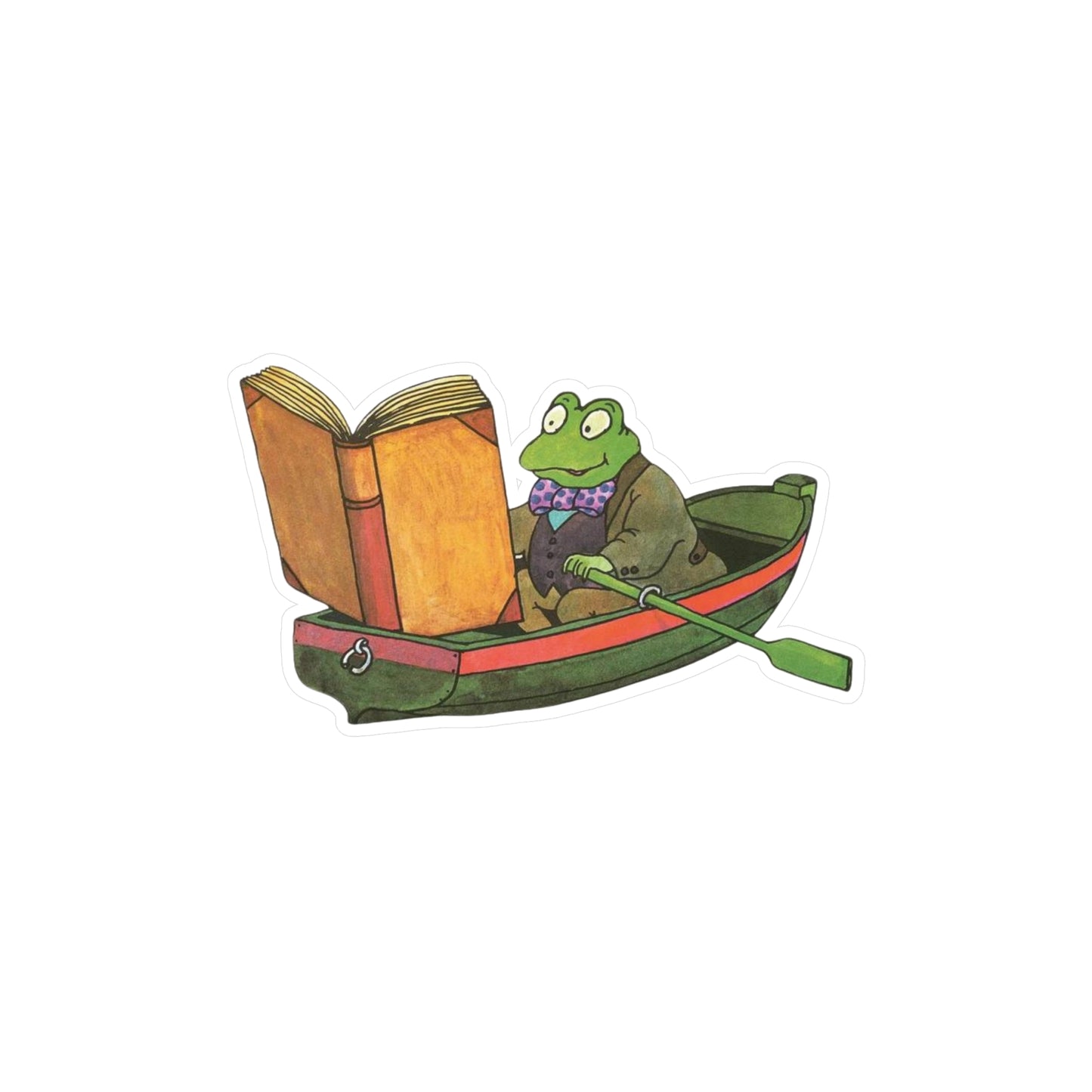 Vintage Frog Reading Sticker - High-Quality Kiss-Cut Vinyl Decal - Water, Scratch, UV Resistant - Unique Satin Finish Art