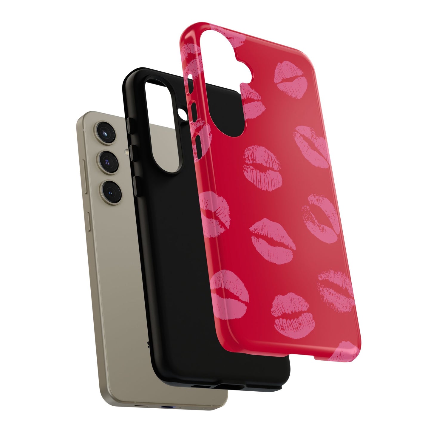 Lipstick Kisses Phone Case, Chic Tough Case for iPhone, Pixel, Galaxy, Stylish Gift for Girlfriend