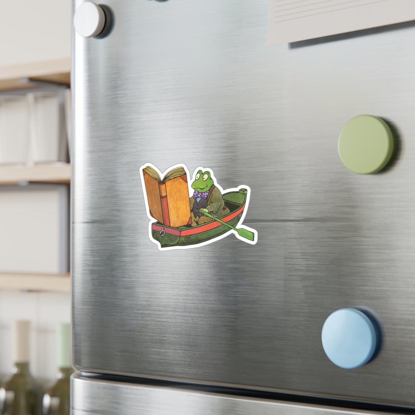 Vintage Frog Reading Sticker - High-Quality Kiss-Cut Vinyl Decal - Water, Scratch, UV Resistant - Unique Satin Finish Art