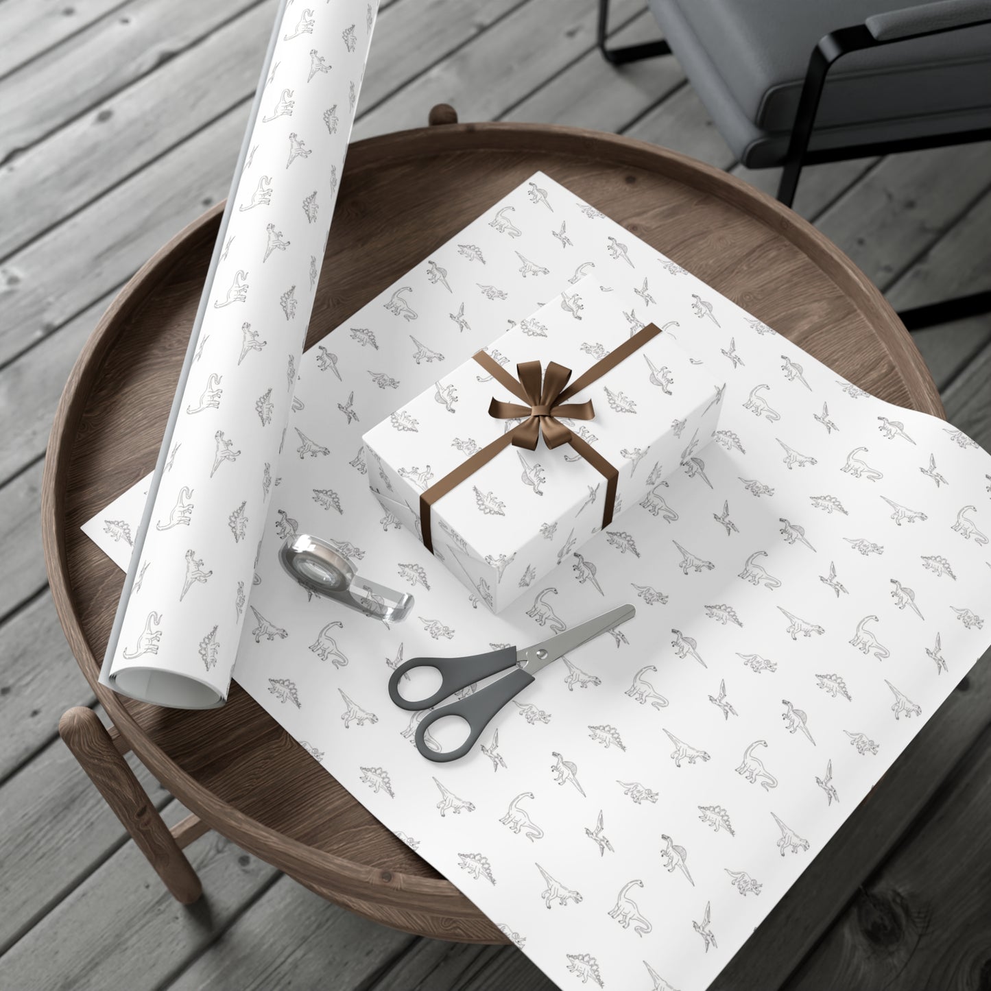 Dinosaur Themed Gift Wrap - Minimalist White Design - Versatile Wrapping Paper for Birthdays, Newborns and More