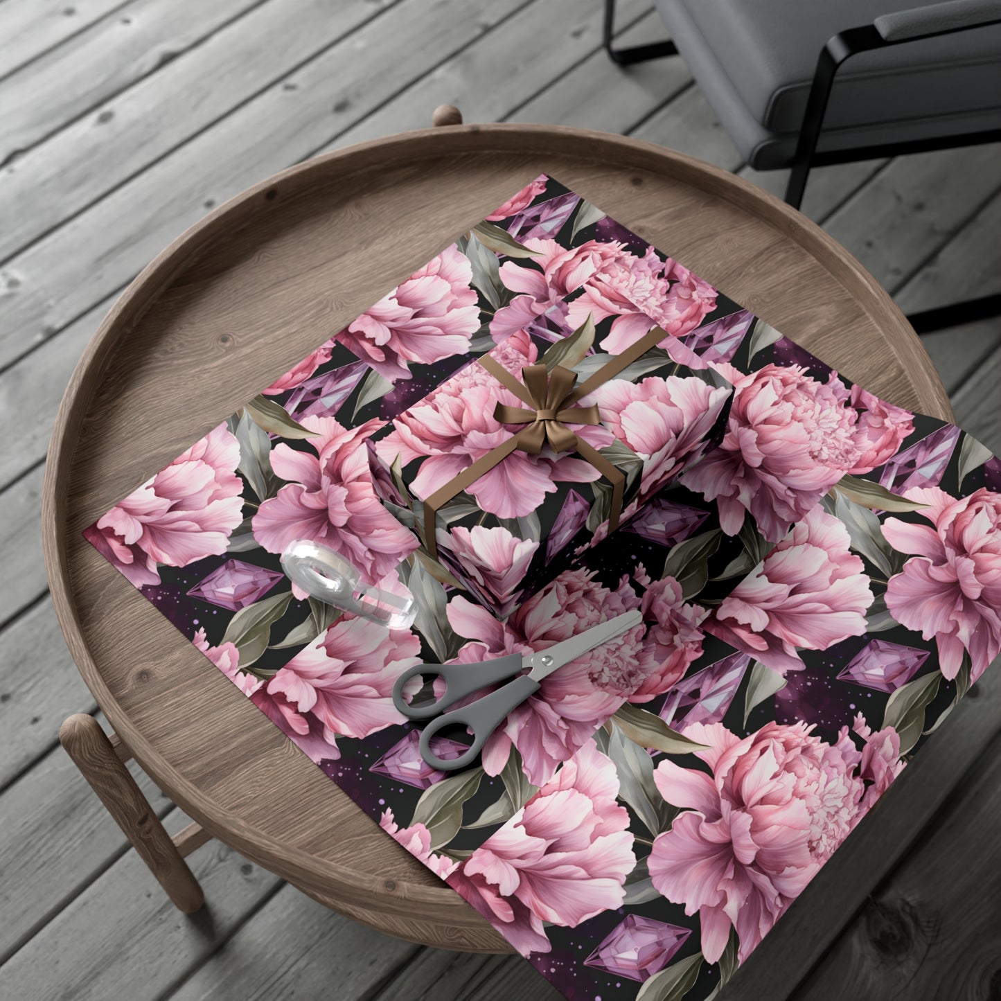 Pink Peonies and Crystal Dreams Gift Wrapping Paper - Luxurious and Elegant Floral Wrap