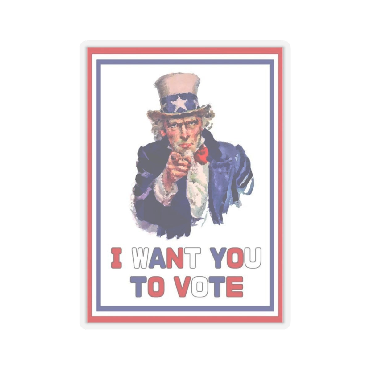 US Election Sticker, Uncle Sam, I Want You to Vote Decal, 2024 Election Campaign, Patriotic Vinyl for Laptops and Water Bottles