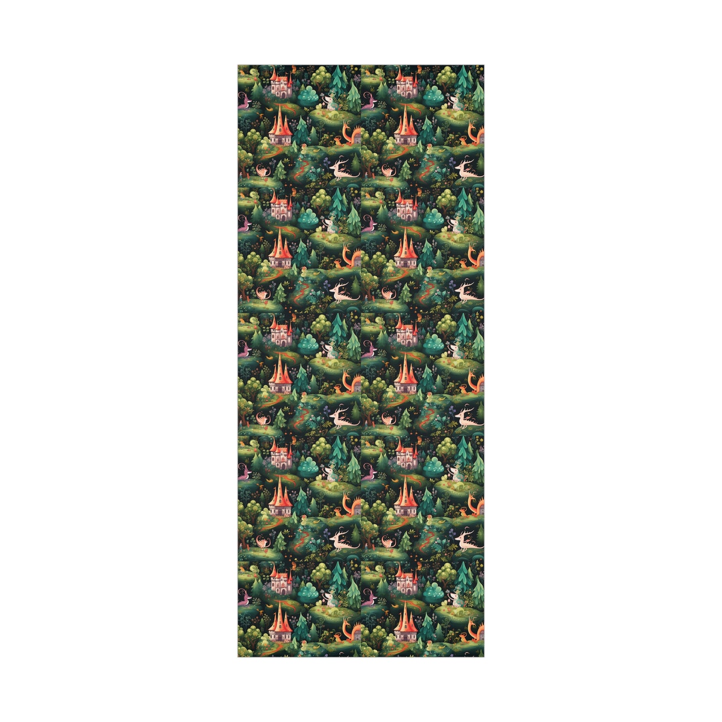 Gift Wrapping Paper illustrating Enchanted Forest and Whimsical Monsters - Magical Castle-Themed Gift Wrap Paper for All Occasions