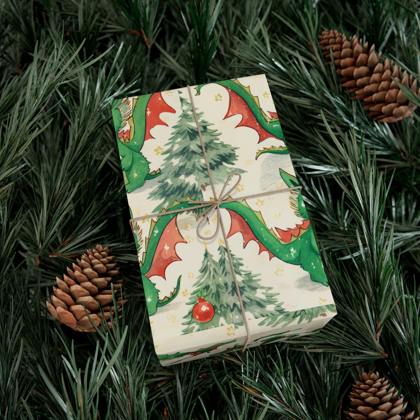 2024 Prosperity Dragon Vintage Christmas Wrapping Paper - Unique & Charming Holiday Gift Wrap - Symbol of Wealth and Fortune - Eco-Friendly