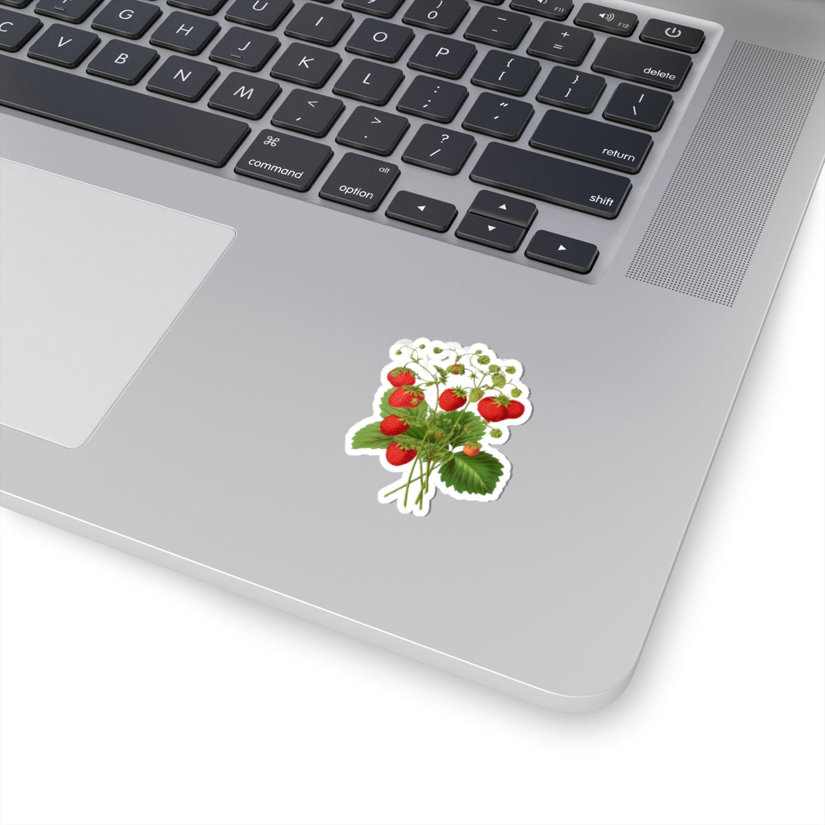Strawberries Sticker with Leaves, Water Bottle Label, Summer Decal