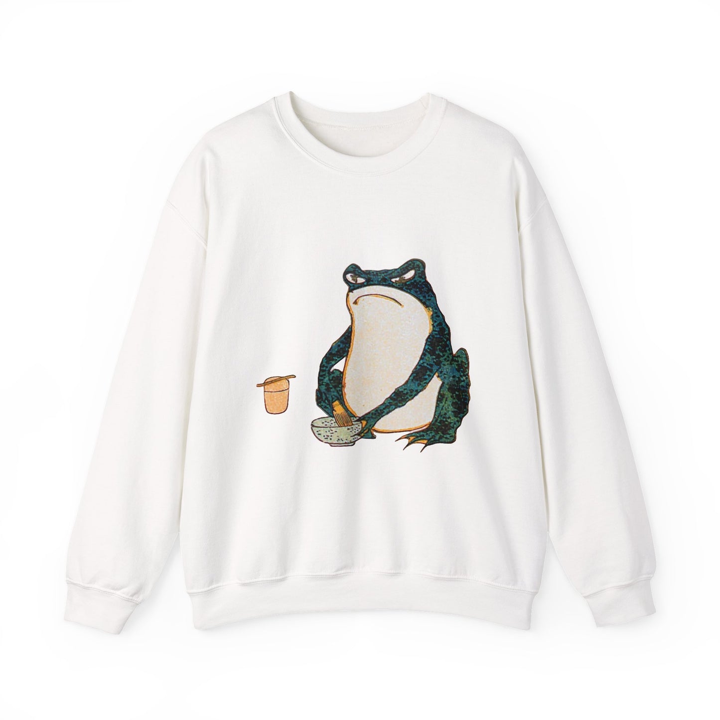 Matcha Frog Art Print on Unisex Heavy Blend Crewneck Sweatshirt, Cozy Gift for Japanese Art and Matcha Lovers
