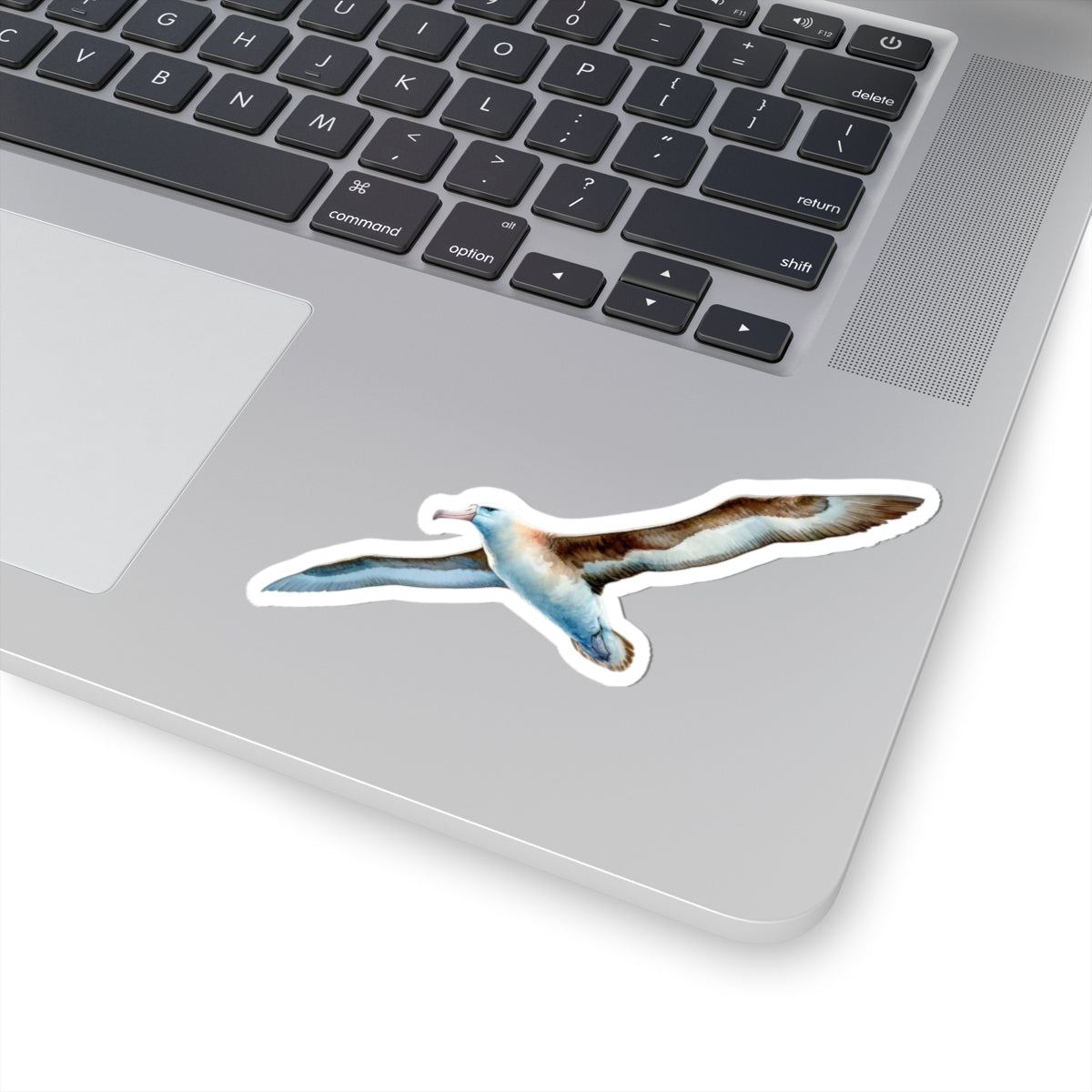 Albatross Vinyl Decal Sticker, Watercolor Bird Over Sea Waves, Durable Kiss-Cut, Satin Finish, Available in Multiple Sizes