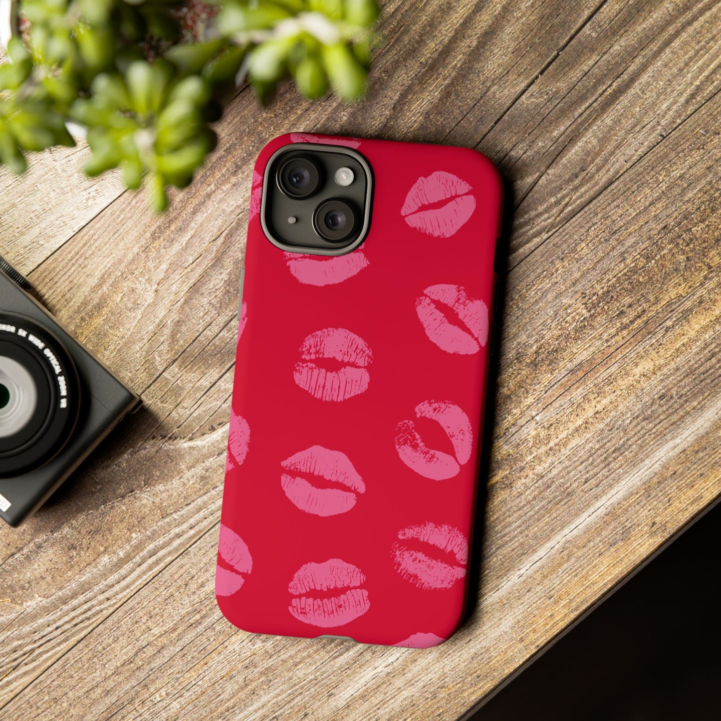 Lipstick Kisses Phone Case, Chic Tough Case for iPhone, Pixel, Galaxy, Stylish Gift for Girlfriend