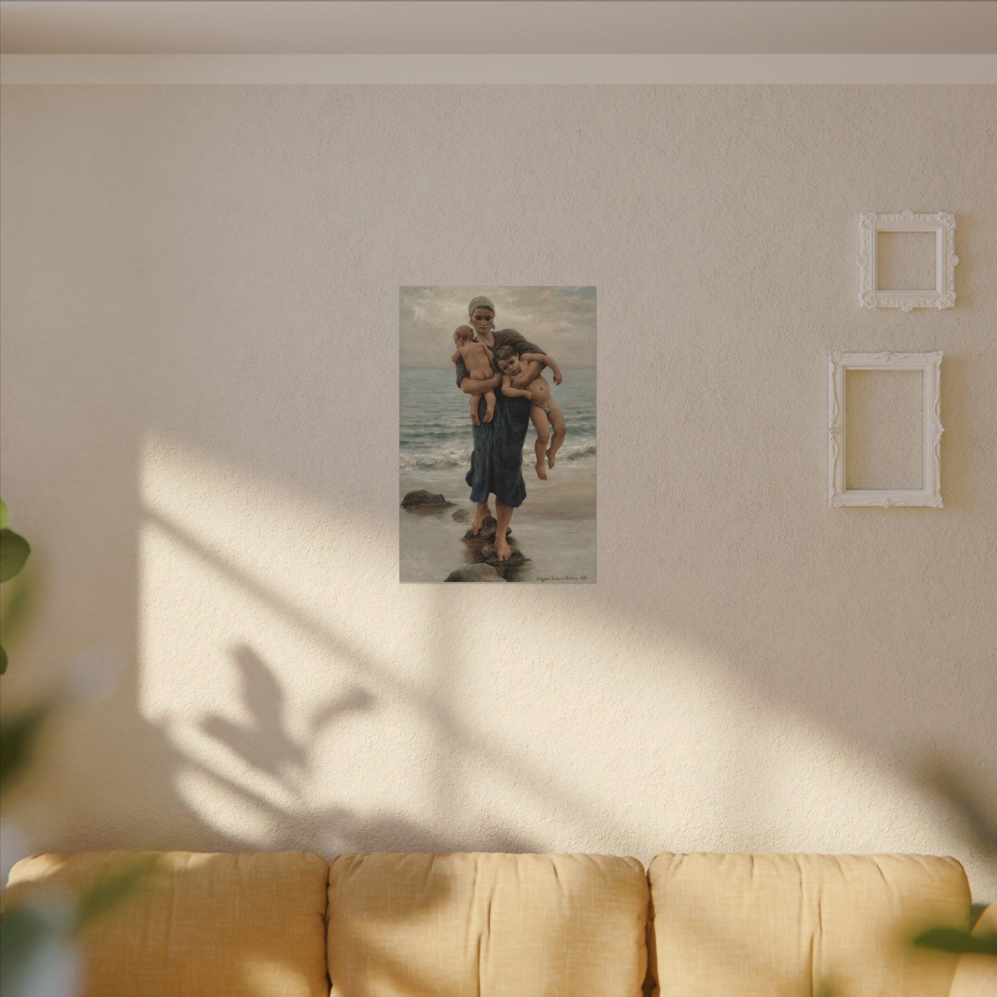 Virginie Demont Breton Canvas Panel Print, Fishermans Wife Bathing her Children, Eco Friendly Wall Art, Perfect Mothers Day Gift