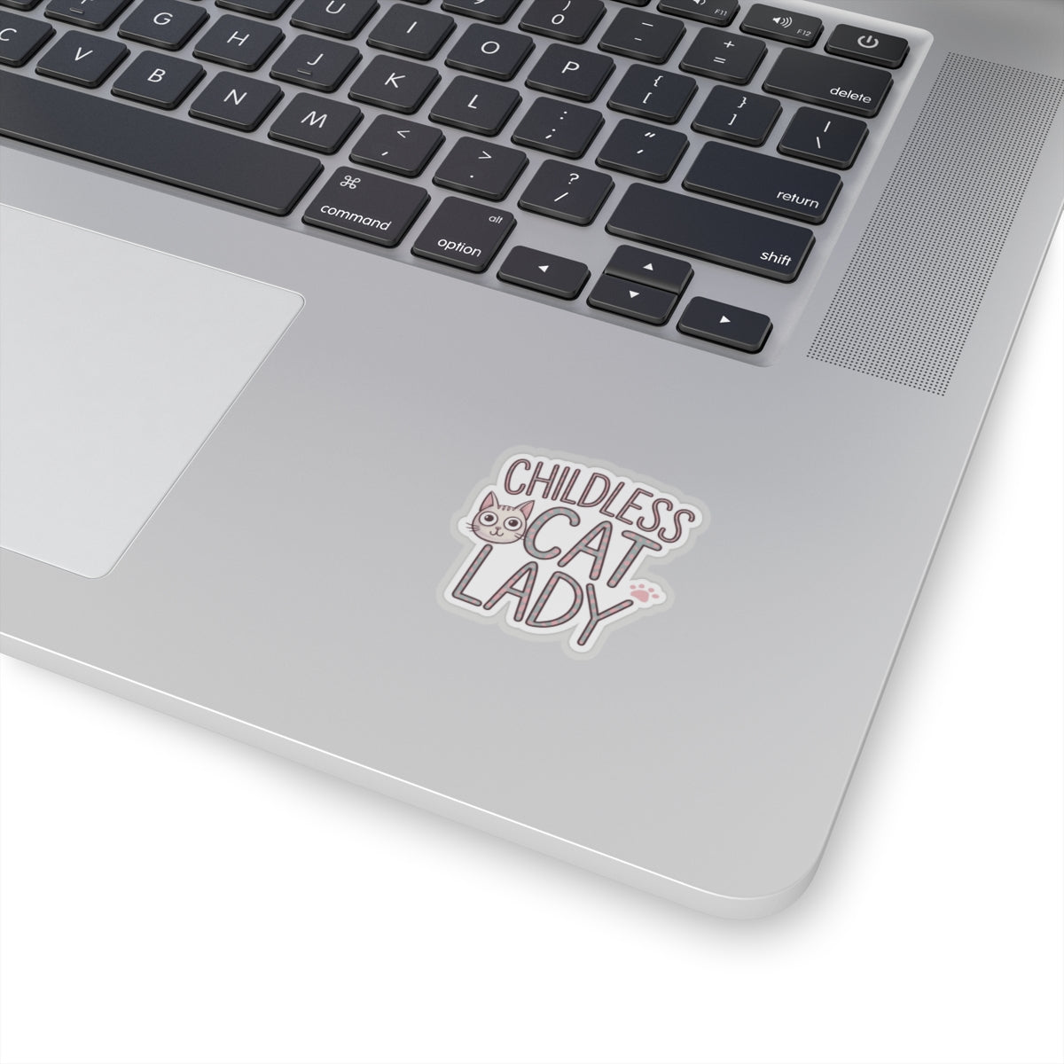 Sticker, Childless Cat Lady, Cute Kitten Face on Pink, Cheeky Chic Girl Power Decal, Laptop and Water Bottle Decor, Best Gift for Friends