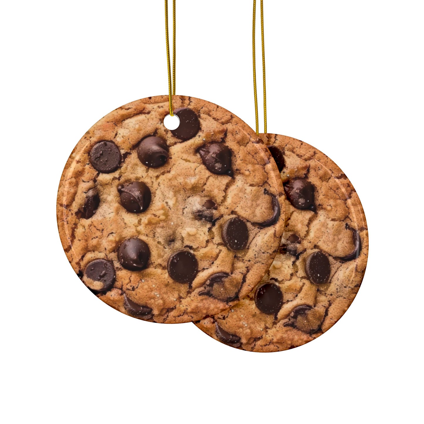 Realistic Chocolate Chip Cookie Ceramic Ornament - Double-Sided Holiday Decor for Baking Lovers & Foodies - Christmas Tree Decoration