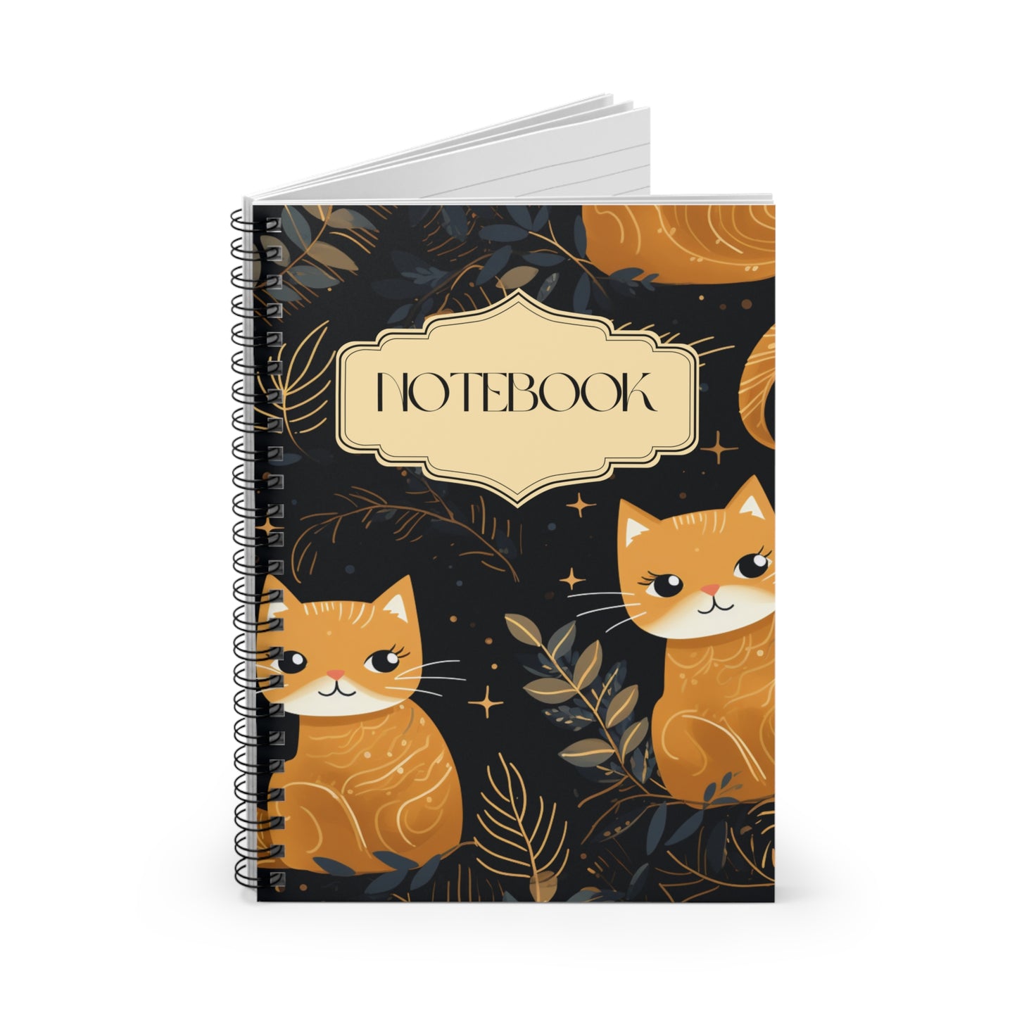 Spiral Notebook Illustrating Adorable Ginger Cats - Inspired by Bestselling Gift Wrap - Perfect Cat Lovers Journal