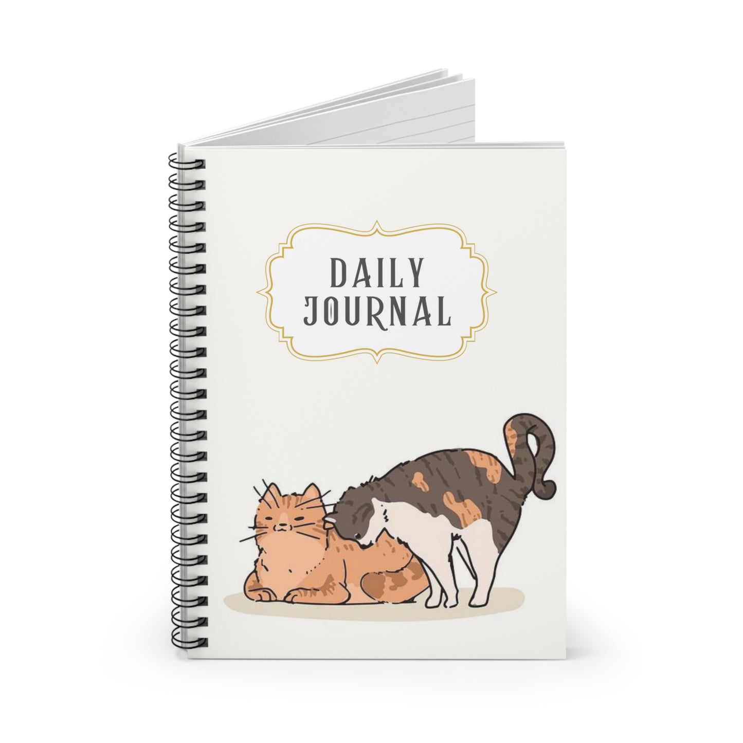 Cute Cats in Love Spiral Notebook - Beige Cat Lovers Journal - Perfect for Notes, Lists, and Poems