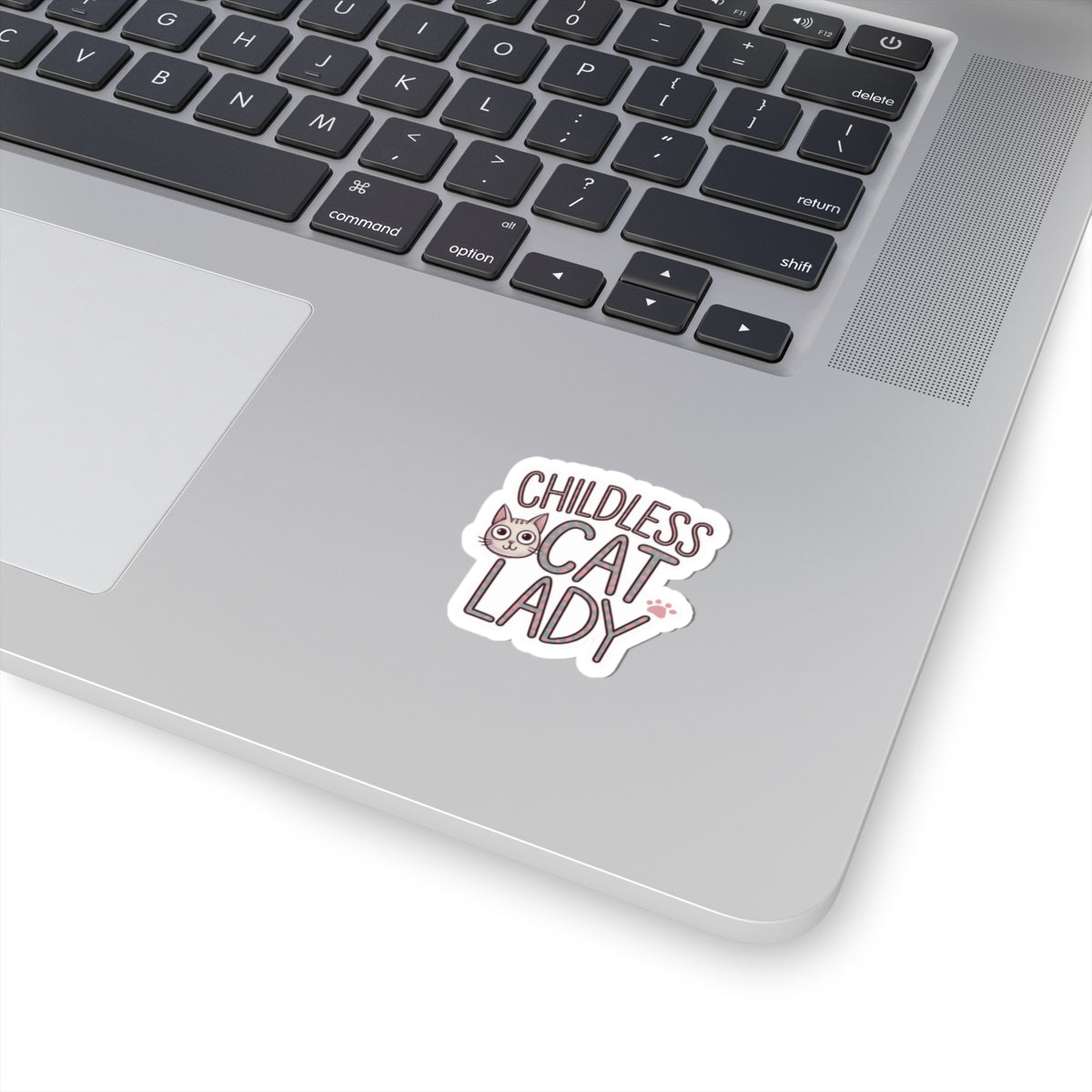Sticker, Childless Cat Lady, Cute Kitten Face on Pink, Cheeky Chic Girl Power Decal, Laptop and Water Bottle Decor, Best Gift for Friends