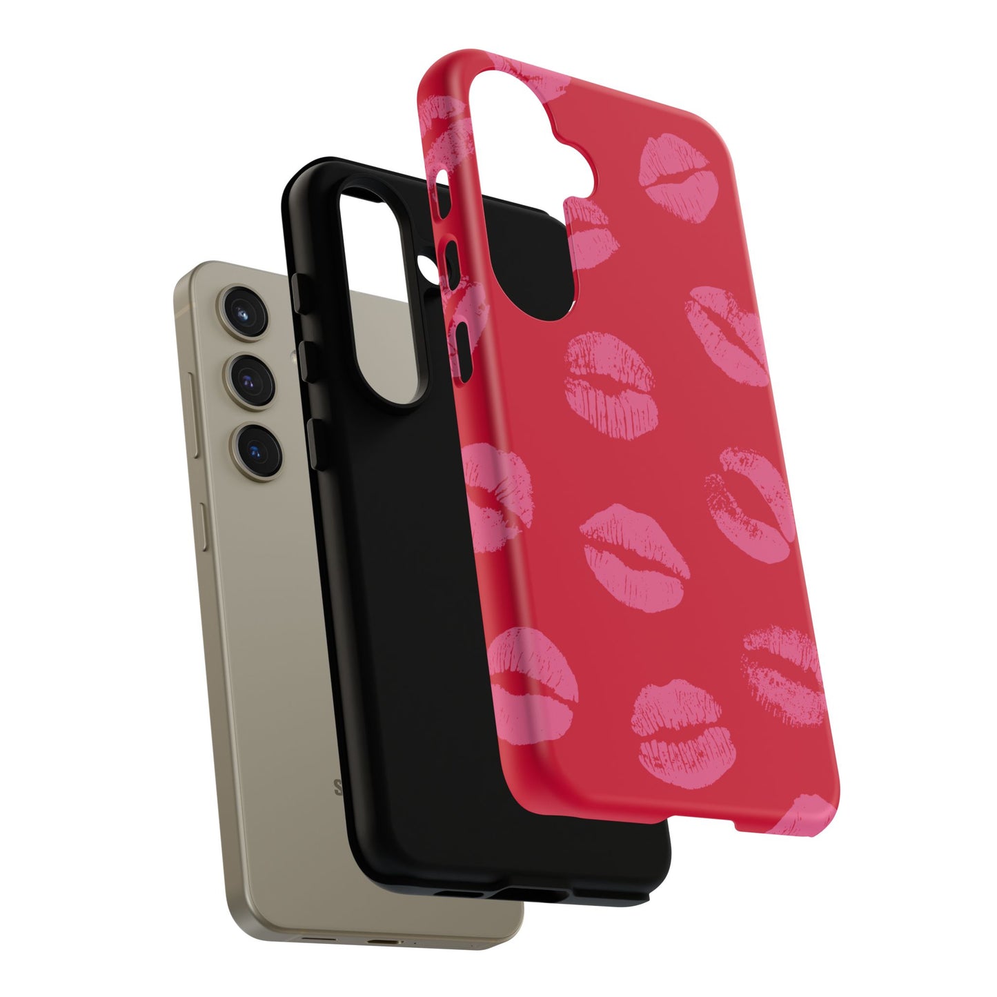 Lipstick Kisses Phone Case, Chic Tough Case for iPhone, Pixel, Galaxy, Stylish Gift for Girlfriend