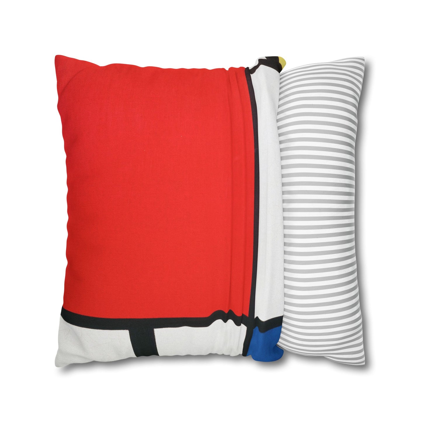 Square Pillowcase, Piet Mondrian Composition with Red Blue Yellow, Abstract Home Decor, Modern Interior, Housewarming Gift, Spun Polyester
