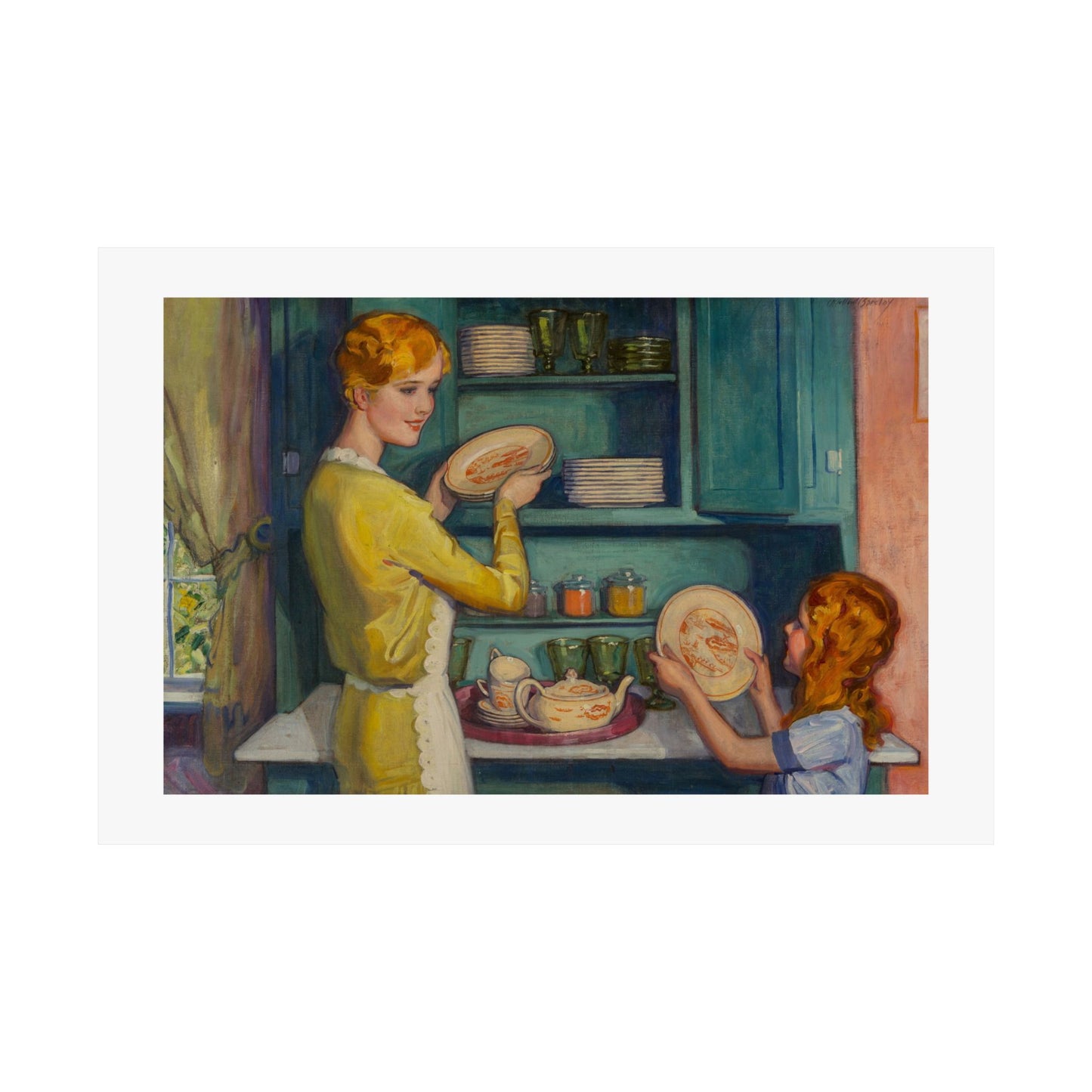 McClelland Barclay Helping Mother Art Print, Heartfelt Mother Daughter Connection, Perfect Mothers Day Gift