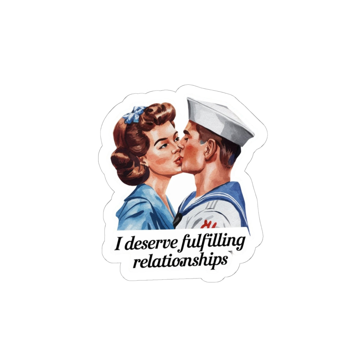 Affirmation Sticker, Attract and Manifest Love, Retro Romance Decal, I Deserve Fulfilling Relationships, Inspired by Iconic Kiss