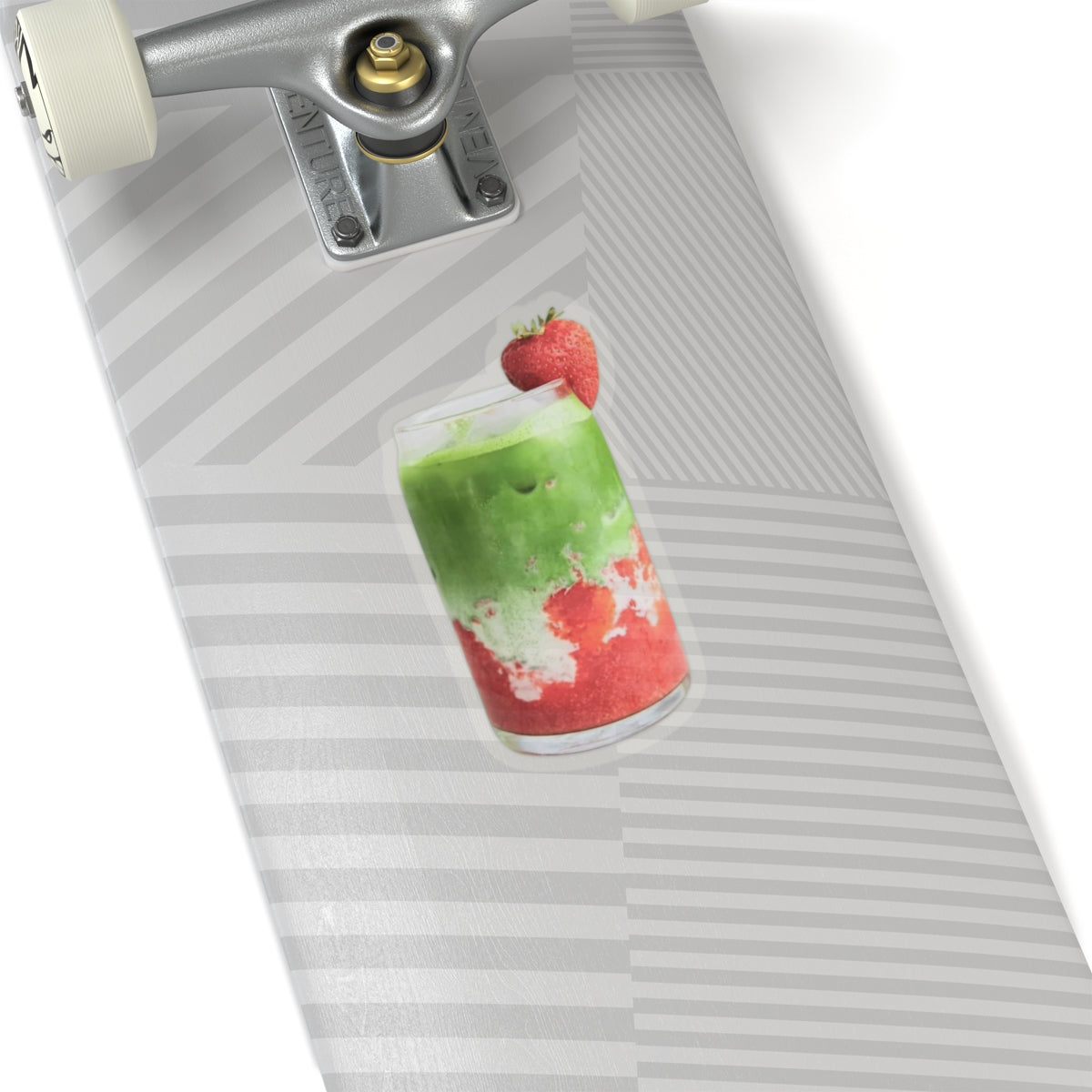 Strawberry Matcha Latte Sticker, Cute Fruit Food Drink Kiss Cut Sticker, Decals, Laptop Decor, Water Bottle Sticker, Planner Accessories