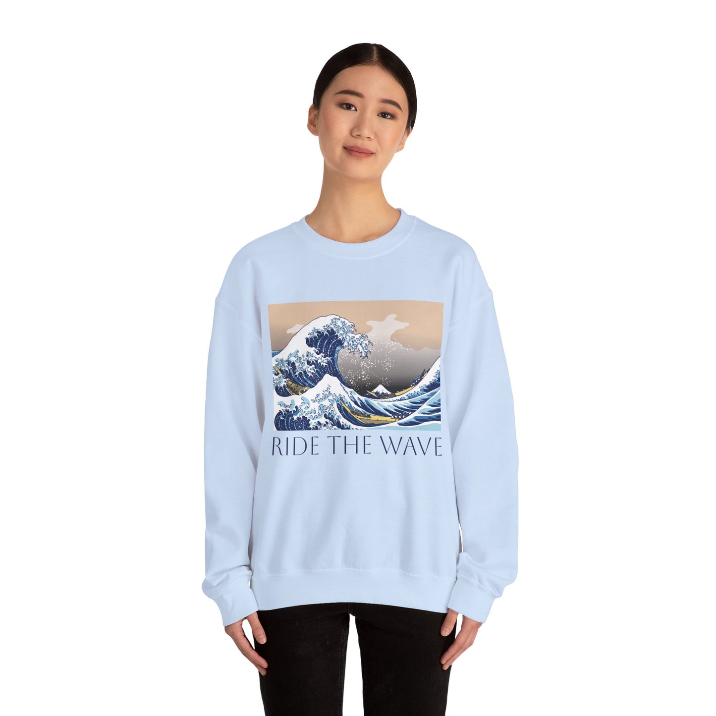 Ride the Wave Hoodie, Vintage Japanese Art 'The Great Wave' Design, Motivational Streetwear, Cozy Heavy Blend Sweatshirt