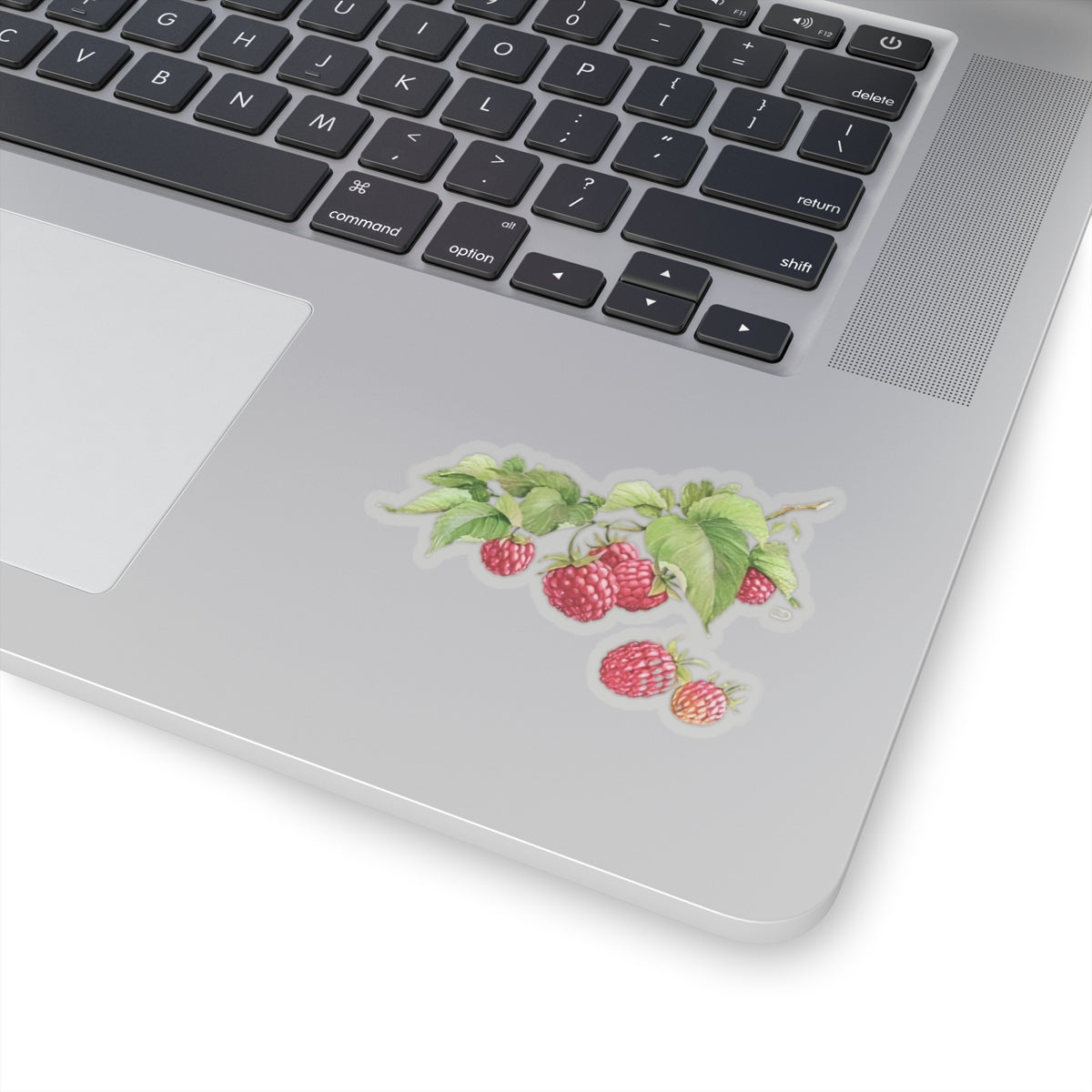 Natural Raspberry Kiss-Cut Sticker - Realistic Berry Design with Leaves, Perfect for Laptops, Journals, and Craft Projects