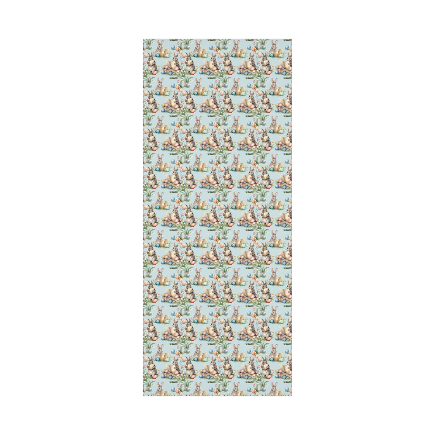 Adorable Easter Bunny Booklover Wrapping Paper - Soft Sky Blue with Colorful Eggs - Ideal for Easter, Baby Showers and Bunny Rabbit Lovers