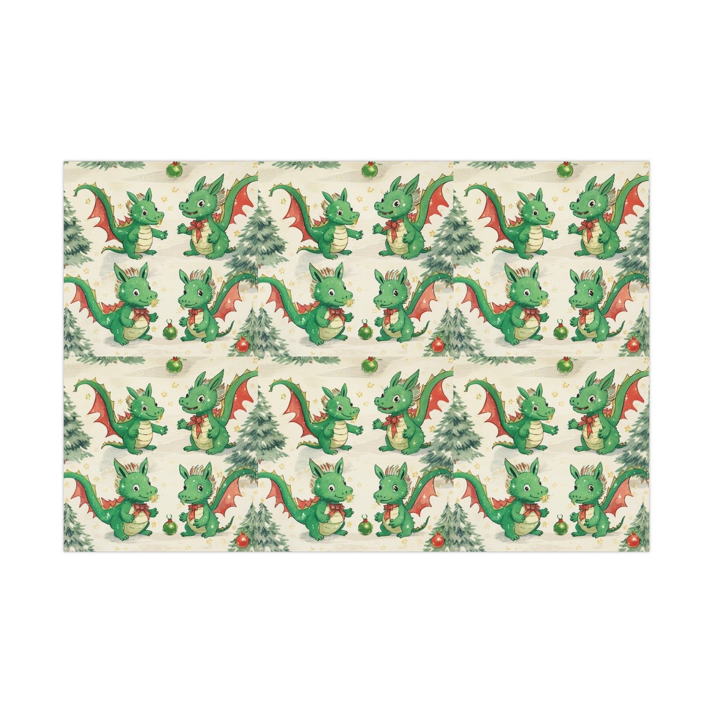 2024 Prosperity Dragon Vintage Christmas Wrapping Paper - Unique & Charming Holiday Gift Wrap - Symbol of Wealth and Fortune - Eco-Friendly