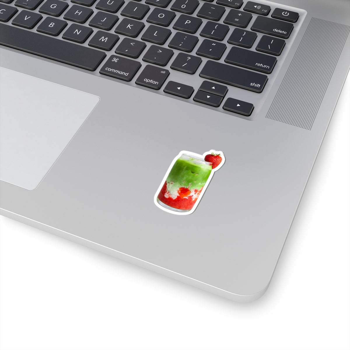 Strawberry Matcha Latte Sticker, Cute Fruit Food Drink Kiss Cut Sticker, Decals, Laptop Decor, Water Bottle Sticker, Planner Accessories