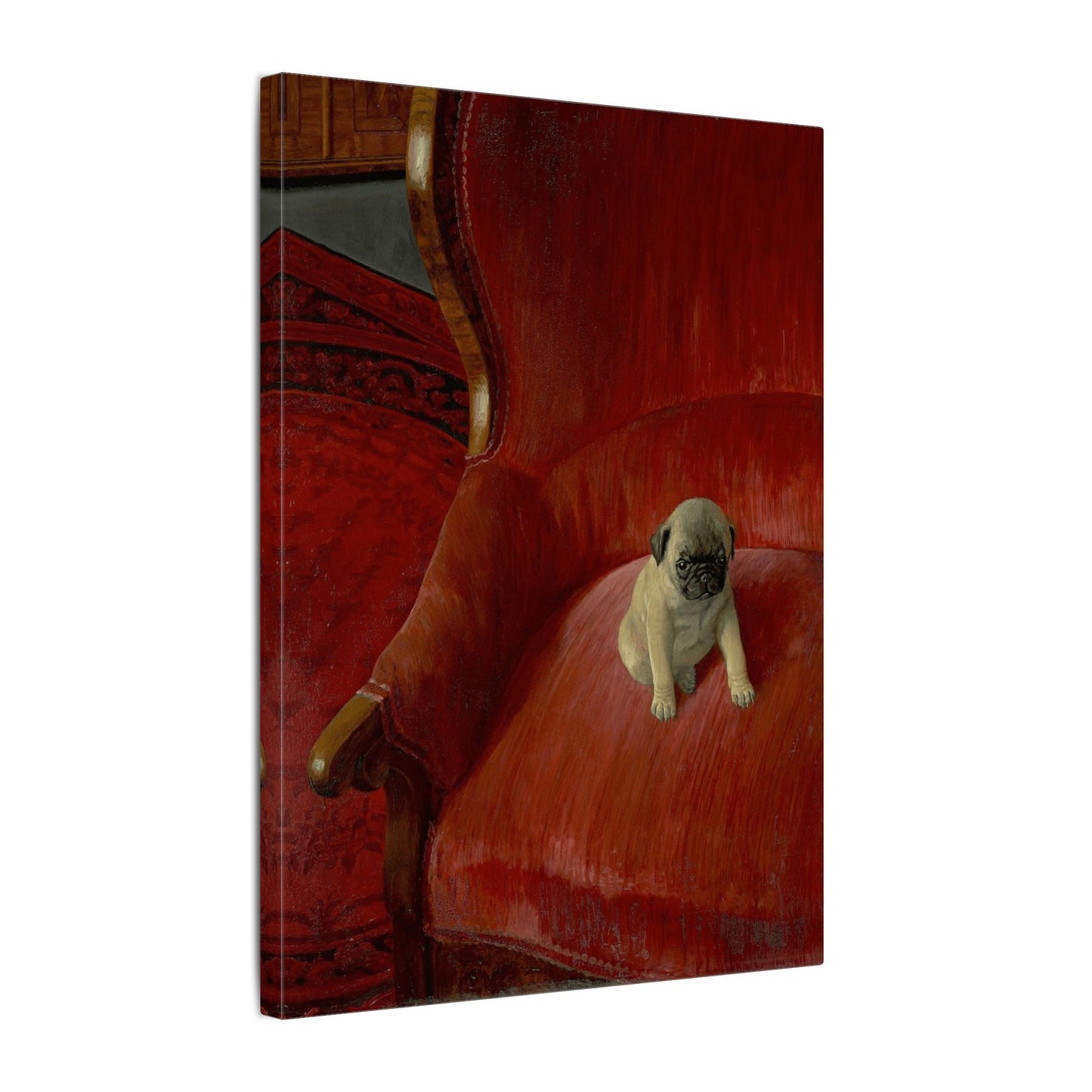 Thomas Heine Siegfried Canvas Print, French Bulldog on Red Chair, Jugendstil Inspired Canvas Art, Perfect Gift for Dog Lovers