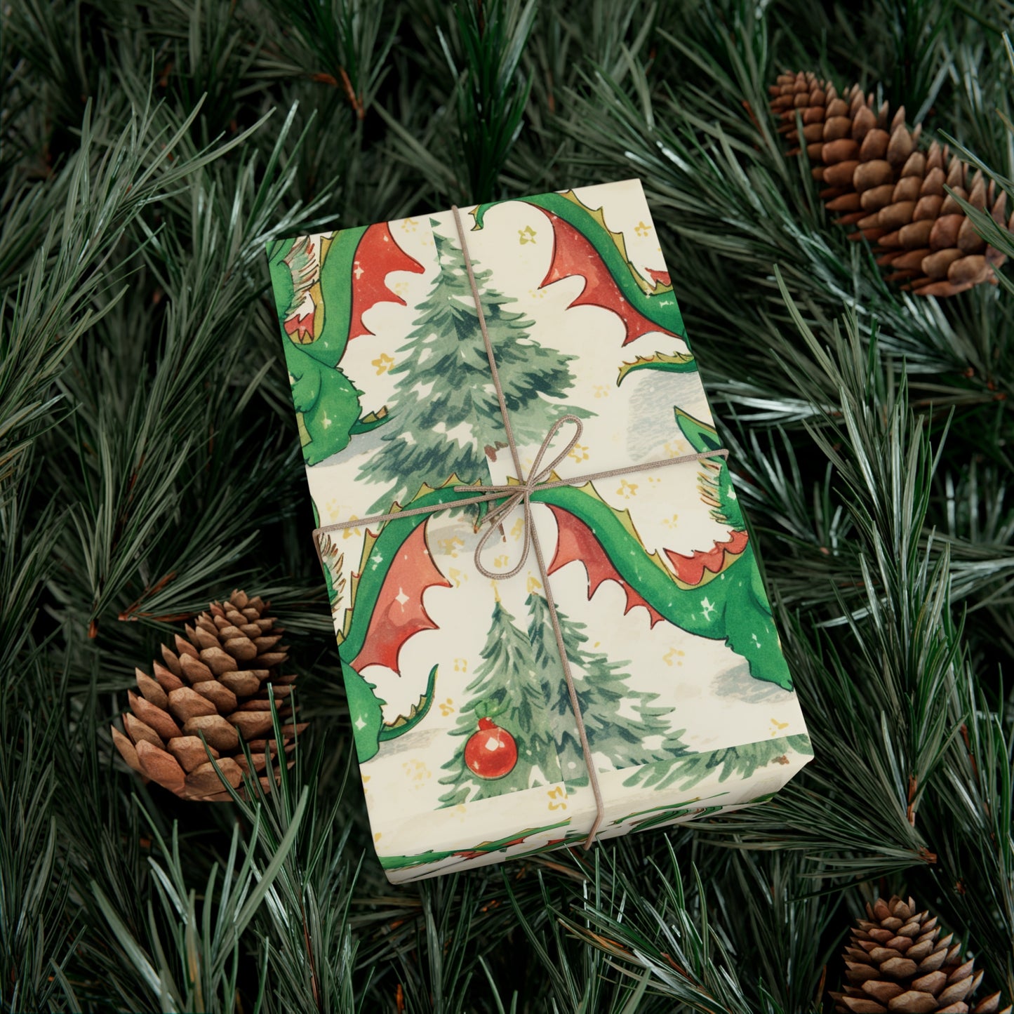 2024 Prosperity Dragon Vintage Christmas Wrapping Paper - Unique & Charming Holiday Gift Wrap - Symbol of Wealth and Fortune - Eco-Friendly