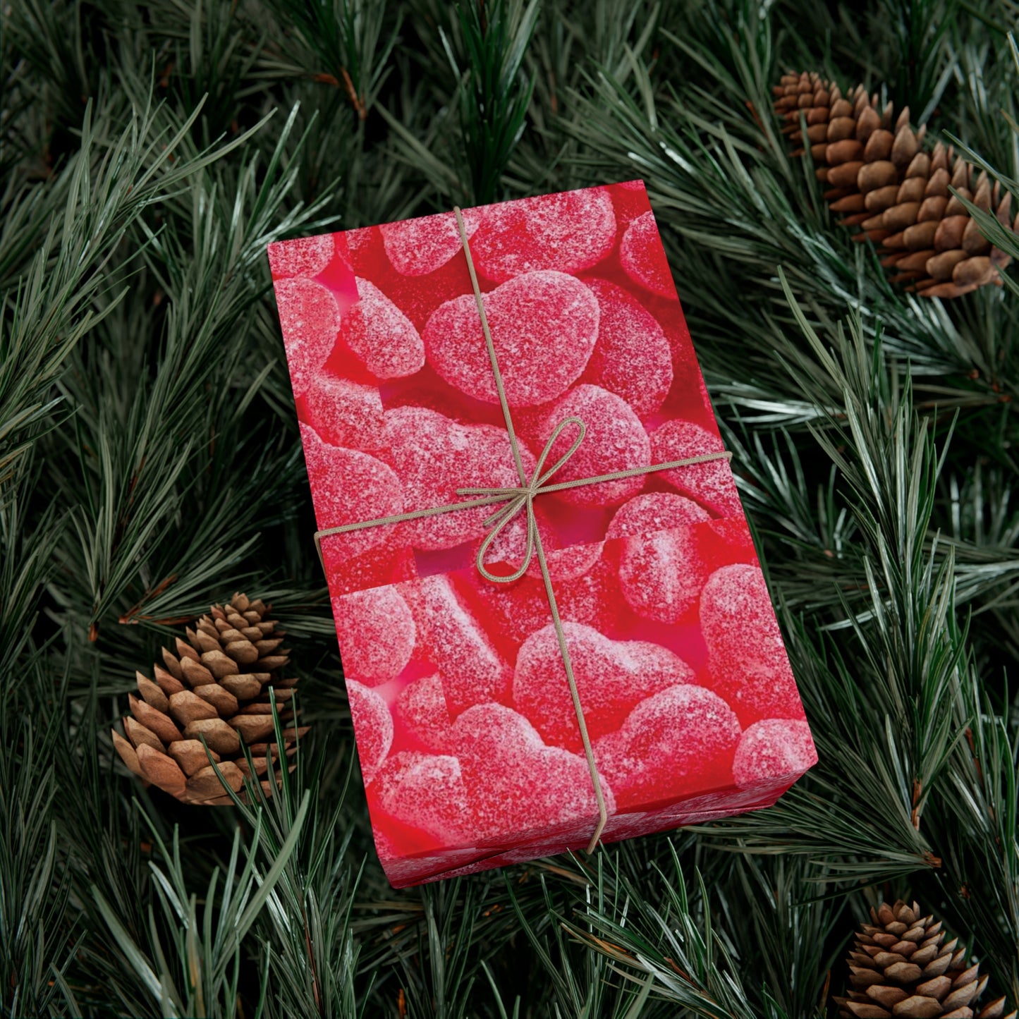 Pink Heart Gummy Candies Gift Wrapping Paper - Perfect Wrap for Valentine's Day, Birthdays and More - Gift for Loved Ones