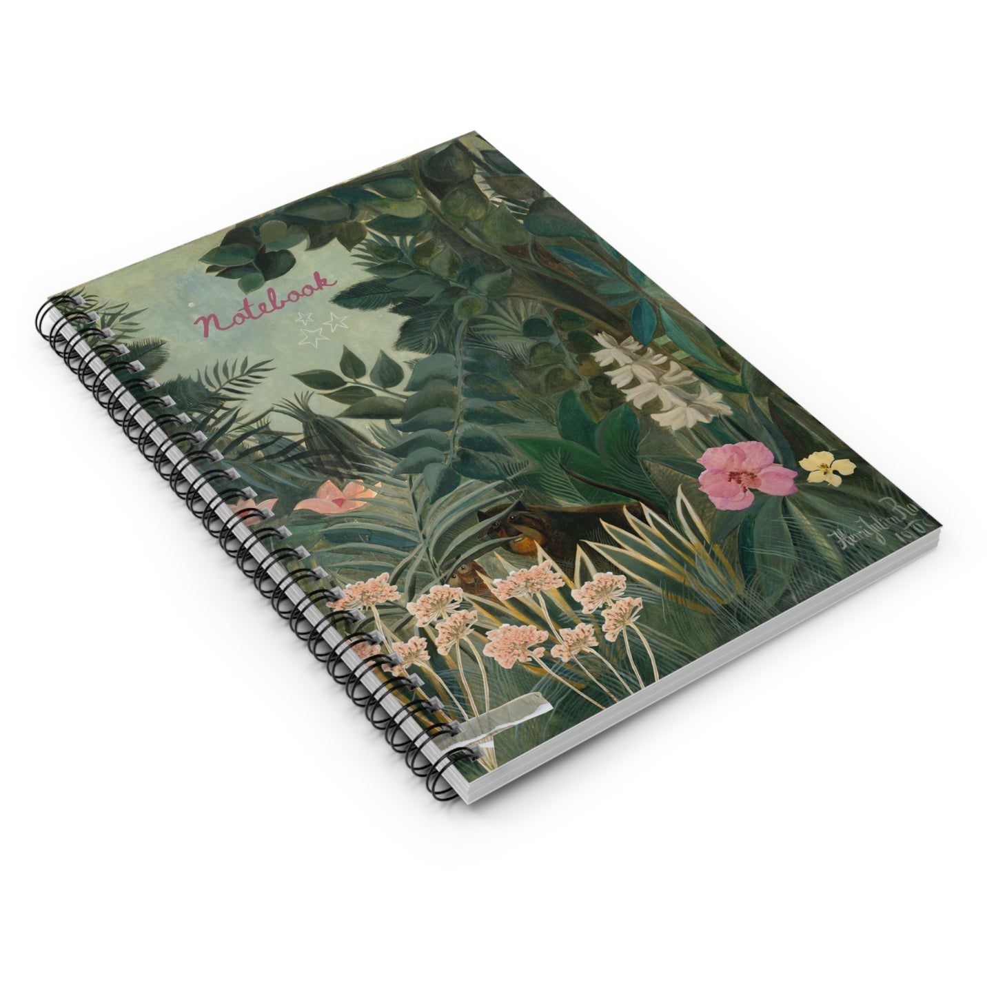 Henry Rousseau Notebook - 'The Equatorial Jungle' 1909 Cover - Spiral Bound Journal - Artistic Diary - Vintage Painting Planner