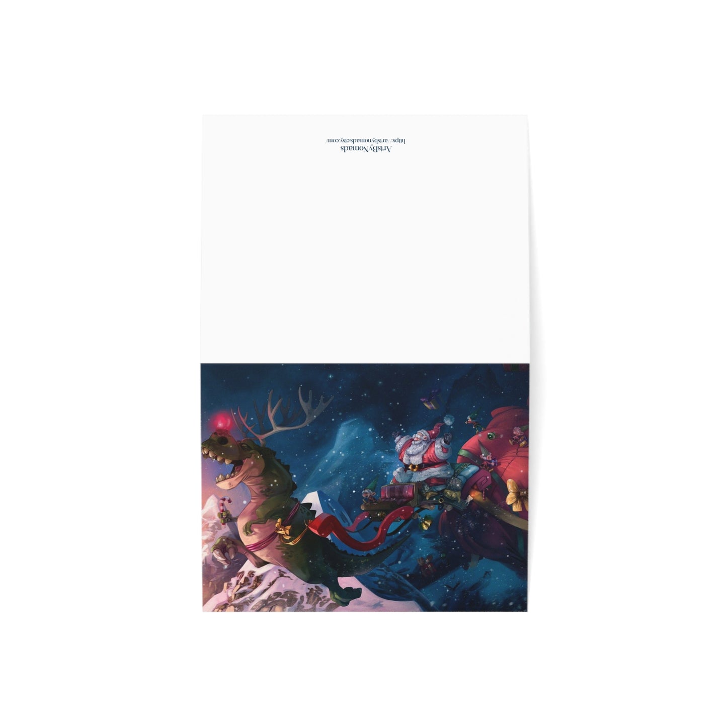 Funny Christmas Card with Santa Riding Dinosaur - Unique Holiday Greeting Card, Perfect for Christmas and New Year Celebrations