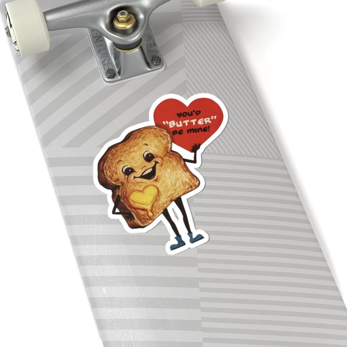 Funny Retro Romantic Sticker, Vintage St Valentines Day, Butter Be Mine Decal, Nostalgic Cute Heartfelt Toast Design for Loved Ones