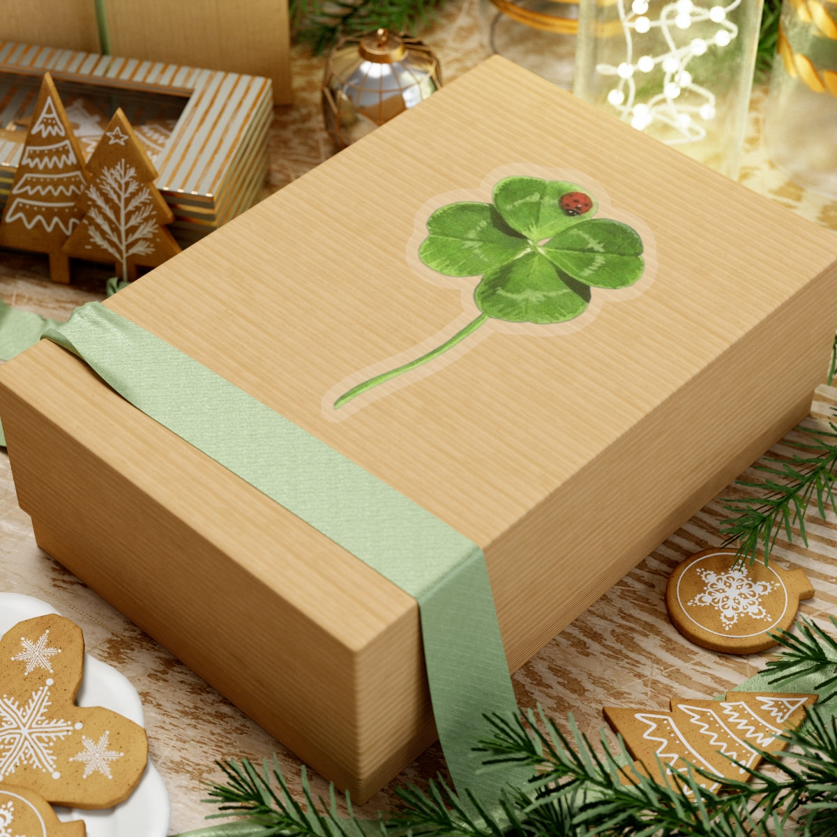Lucky Clover Sticker, Good Luck Fortune Ladybug Decal, St Patrick Day Gift, Irish Theme, Holiday Decoration, Laptop Water Bottle Kindle